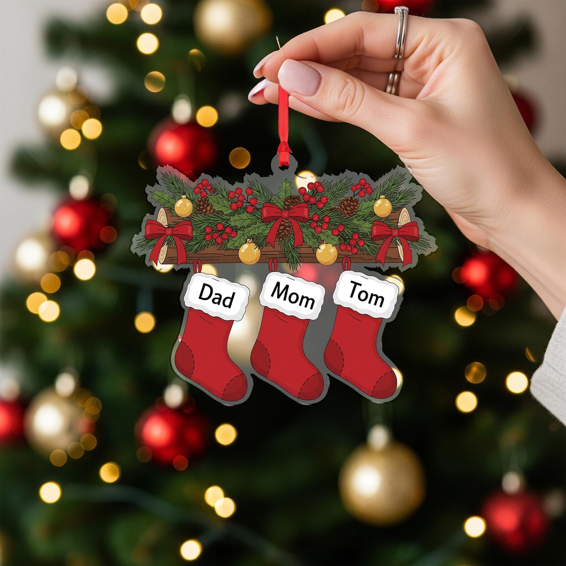 Personalized Stocking Family Ornament: Custom Christmas Decoration