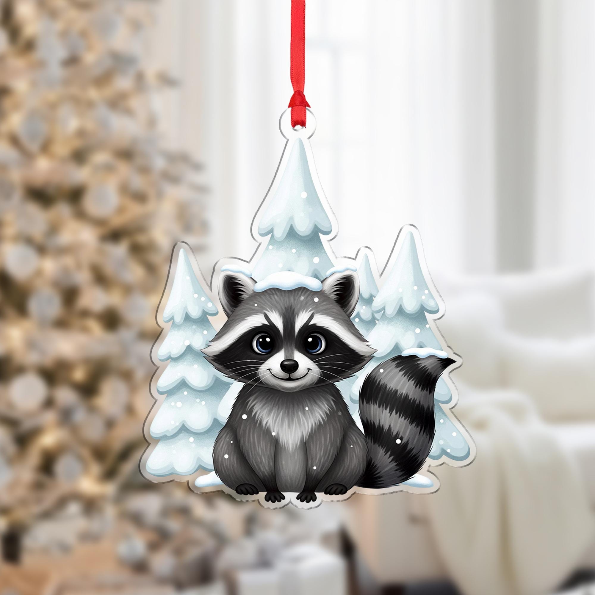 Raccoon Christmas Ornament: Rustic Wildlife Xmas Gift