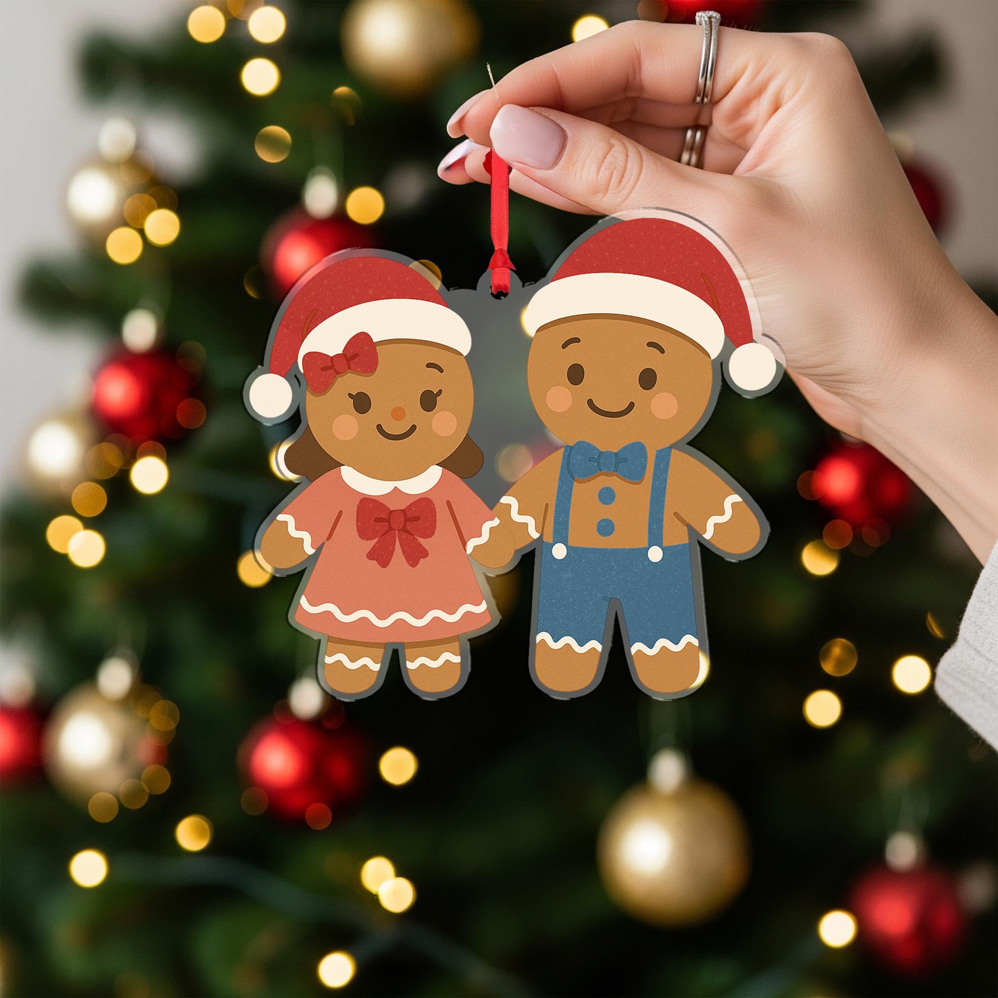 Gingerbread Couple Christmas Ornament: Eco-Friendly Fiber Wood