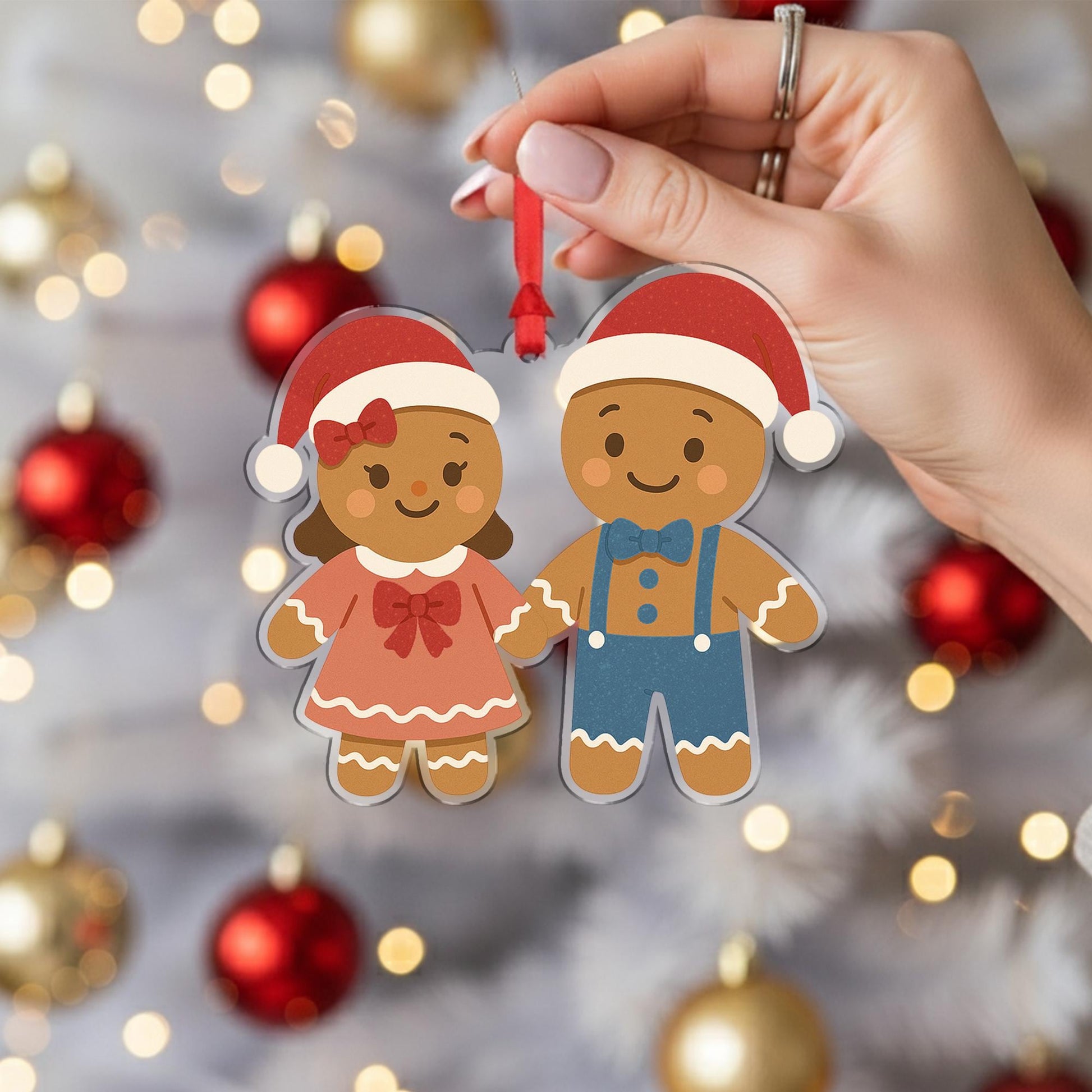 Gingerbread Couple Christmas Ornament: Eco-Friendly Fiber Wood