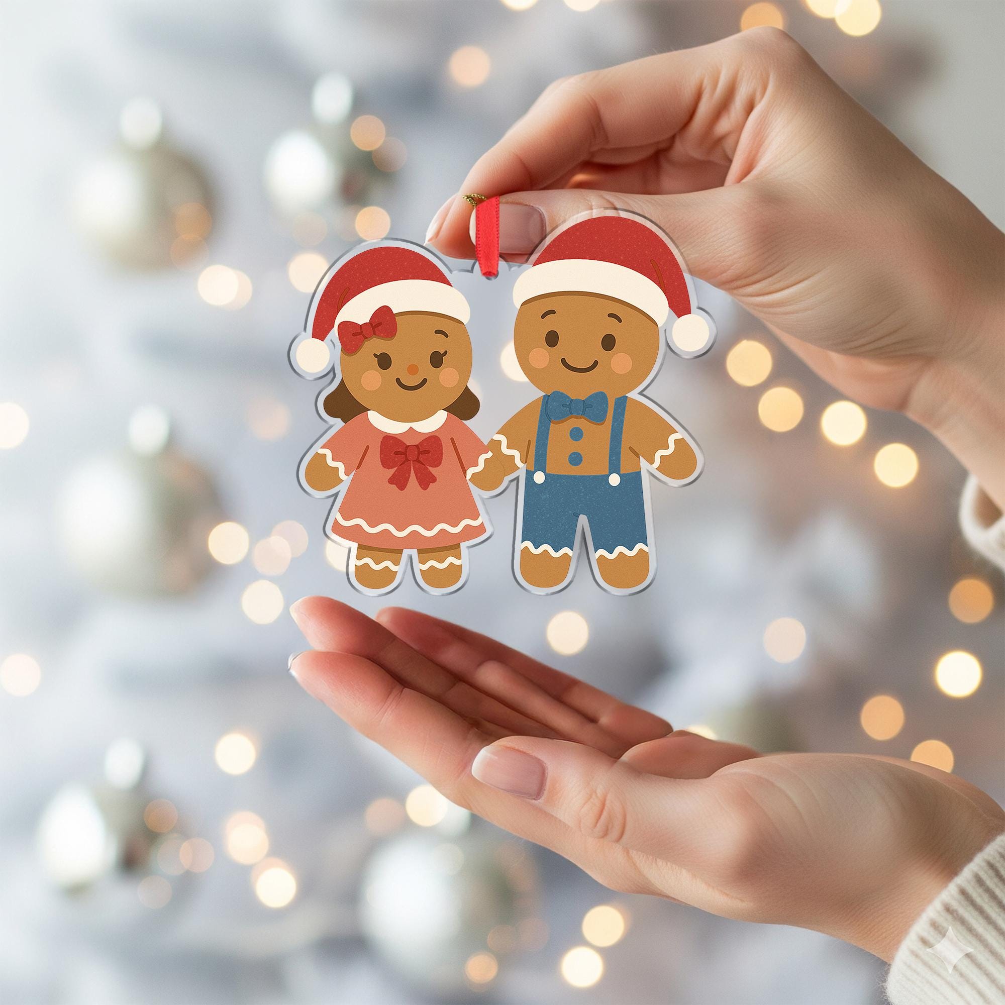 Gingerbread Couple Christmas Ornament: Eco-Friendly Fiber Wood