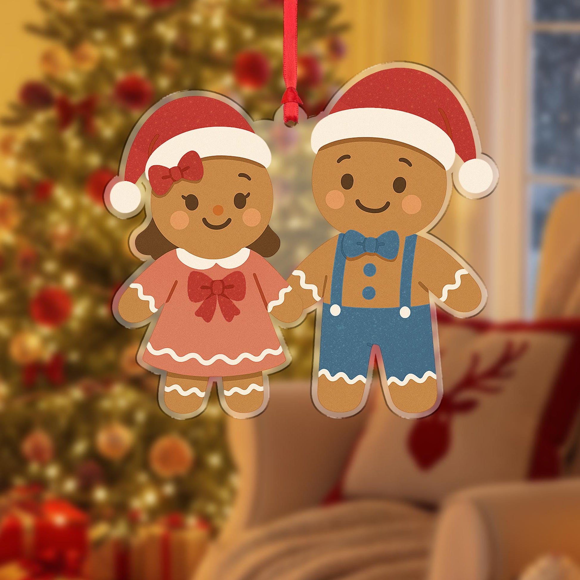 Gingerbread Couple Christmas Ornament: Eco-Friendly Fiber Wood