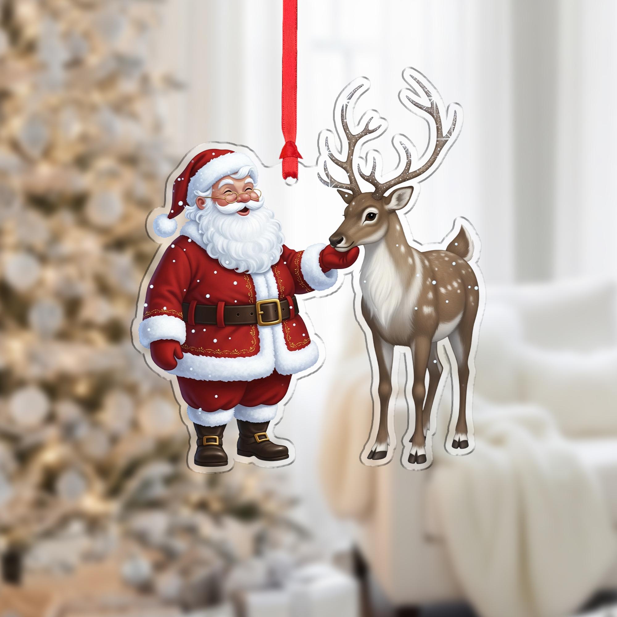 Santa and Reindeer Ornament: Christmas Tree Decoration