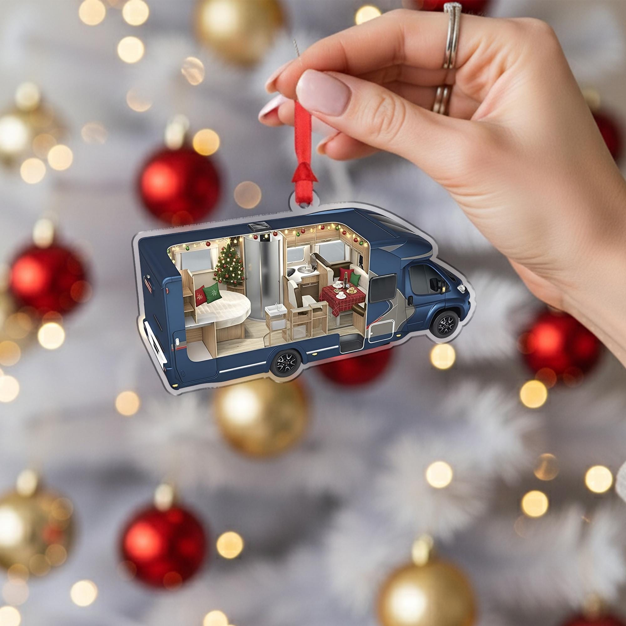 RV Camper Christmas Ornament, Motorhome Holiday Decor