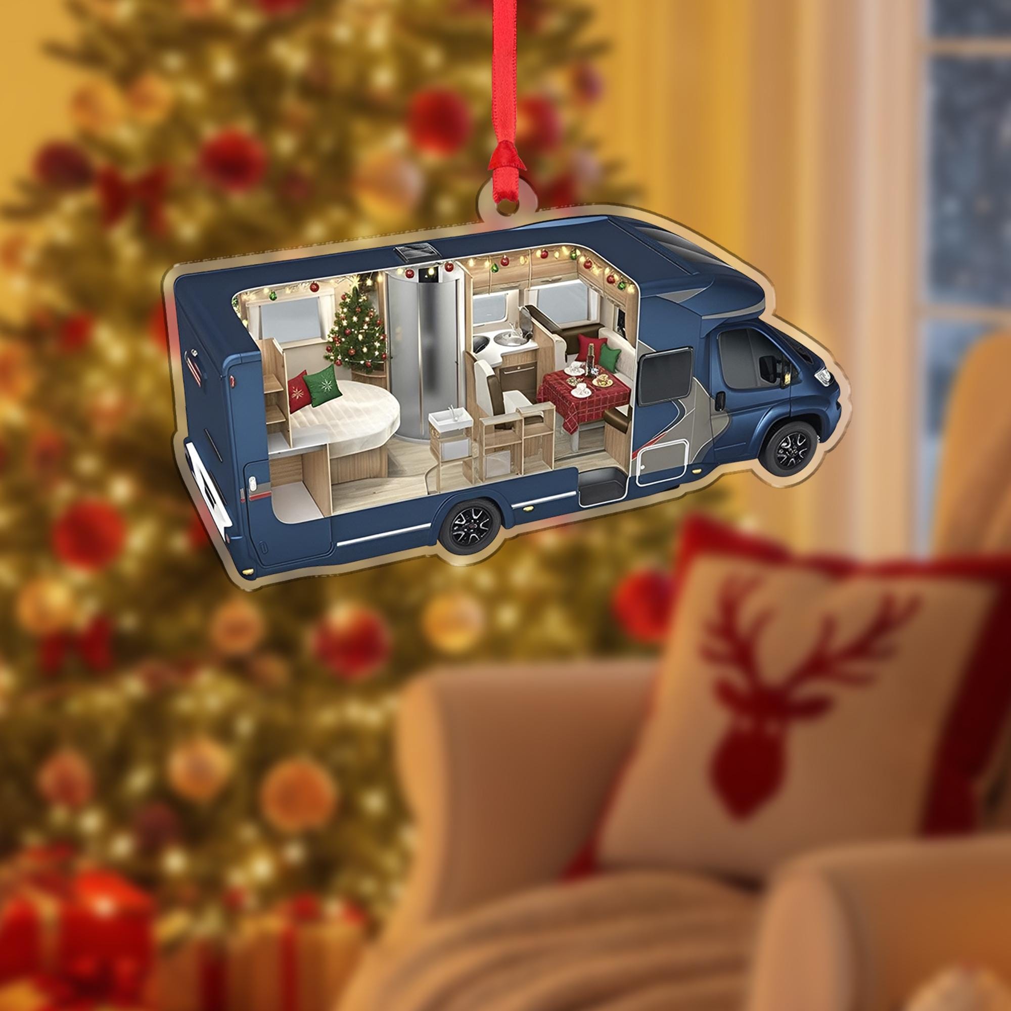 RV Camper Christmas Ornament, Motorhome Holiday Decor