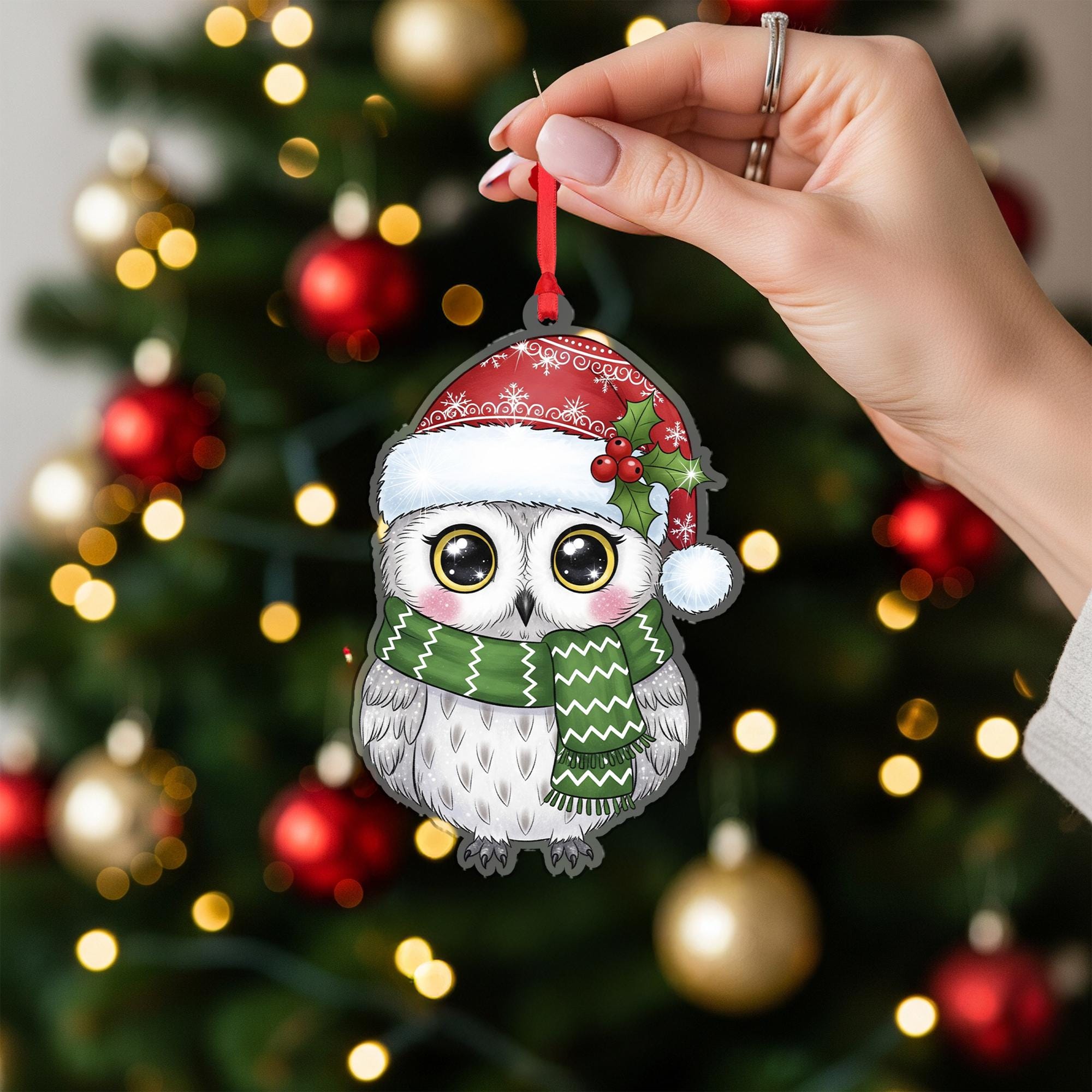 Owl Christmas Ornament: Double-Sided Holiday Tree Decoration