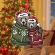Personalized Bear Couple Ornament, Custom Christmas Decoration with Names