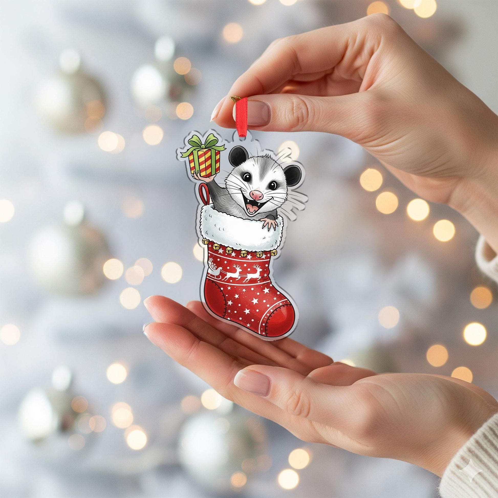 Possum Christmas Ornament: Double-Sided Holiday Stocking Decoration