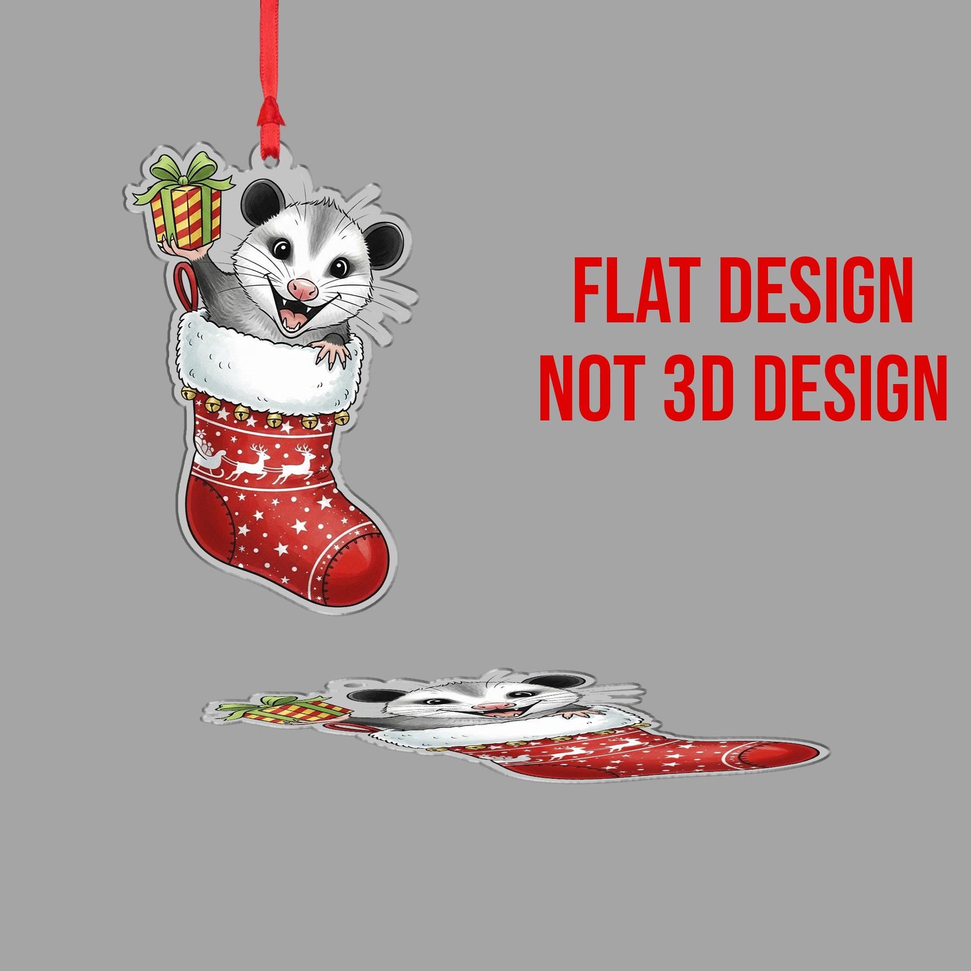 Possum Christmas Ornament: Double-Sided Holiday Stocking Decoration