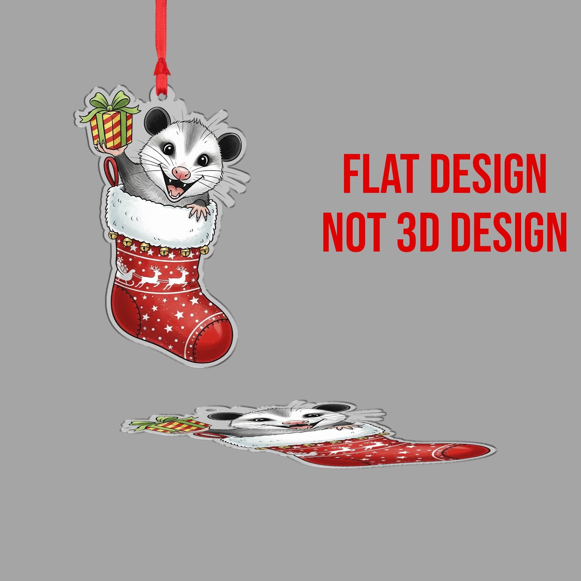 Possum Christmas Ornament: Double-Sided Holiday Stocking Decoration