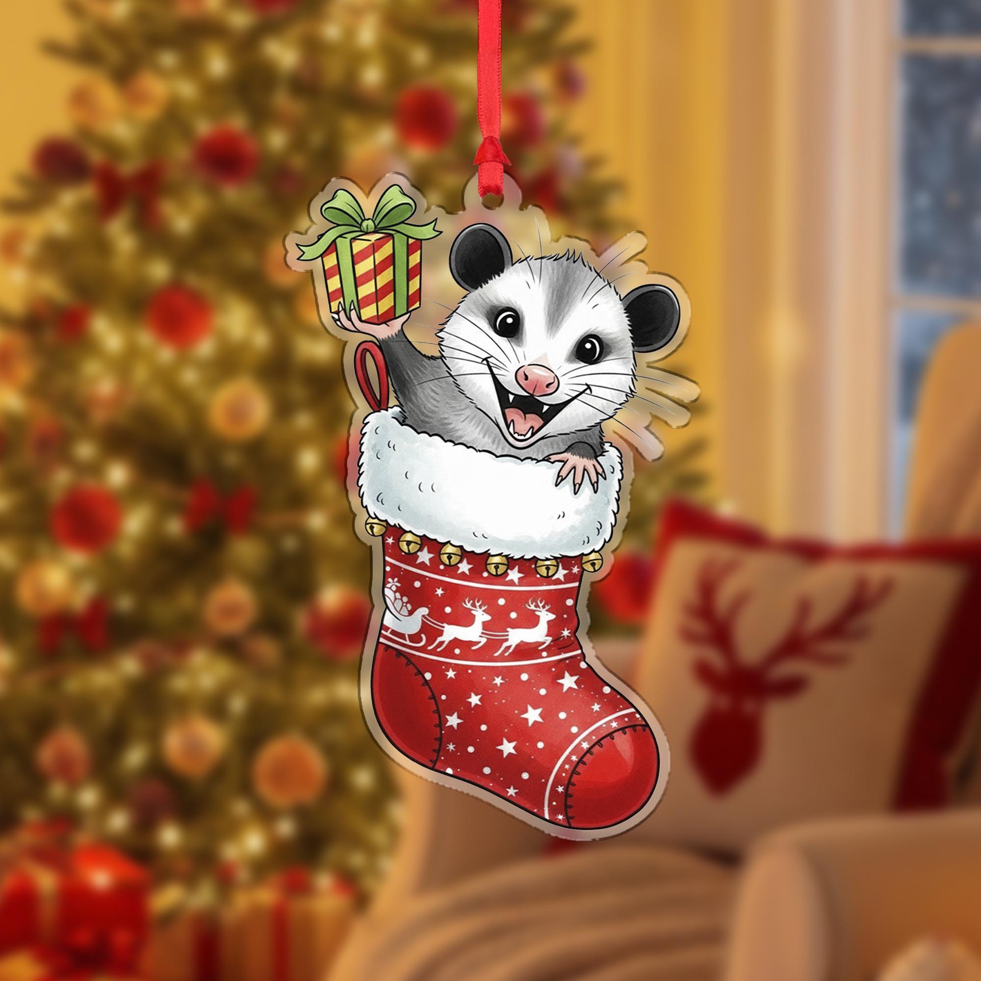 Possum Christmas Ornament: Double-Sided Holiday Stocking Decoration