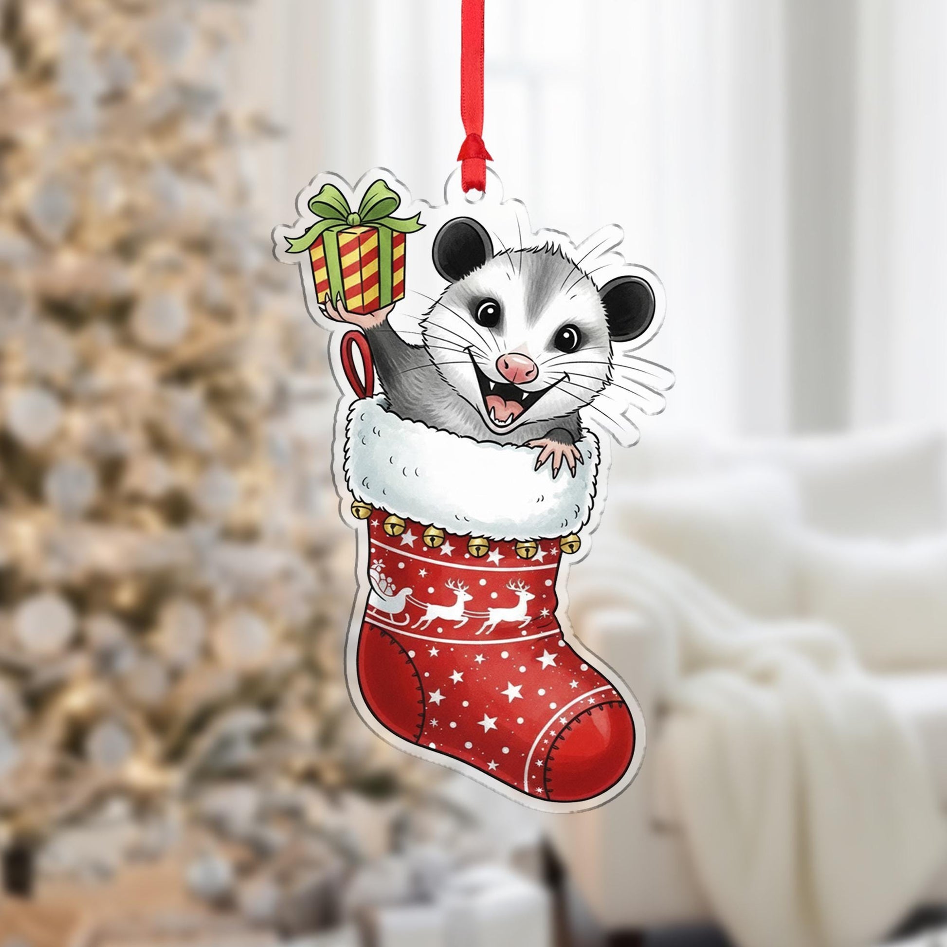 Possum Christmas Ornament: Double-Sided Holiday Stocking Decoration