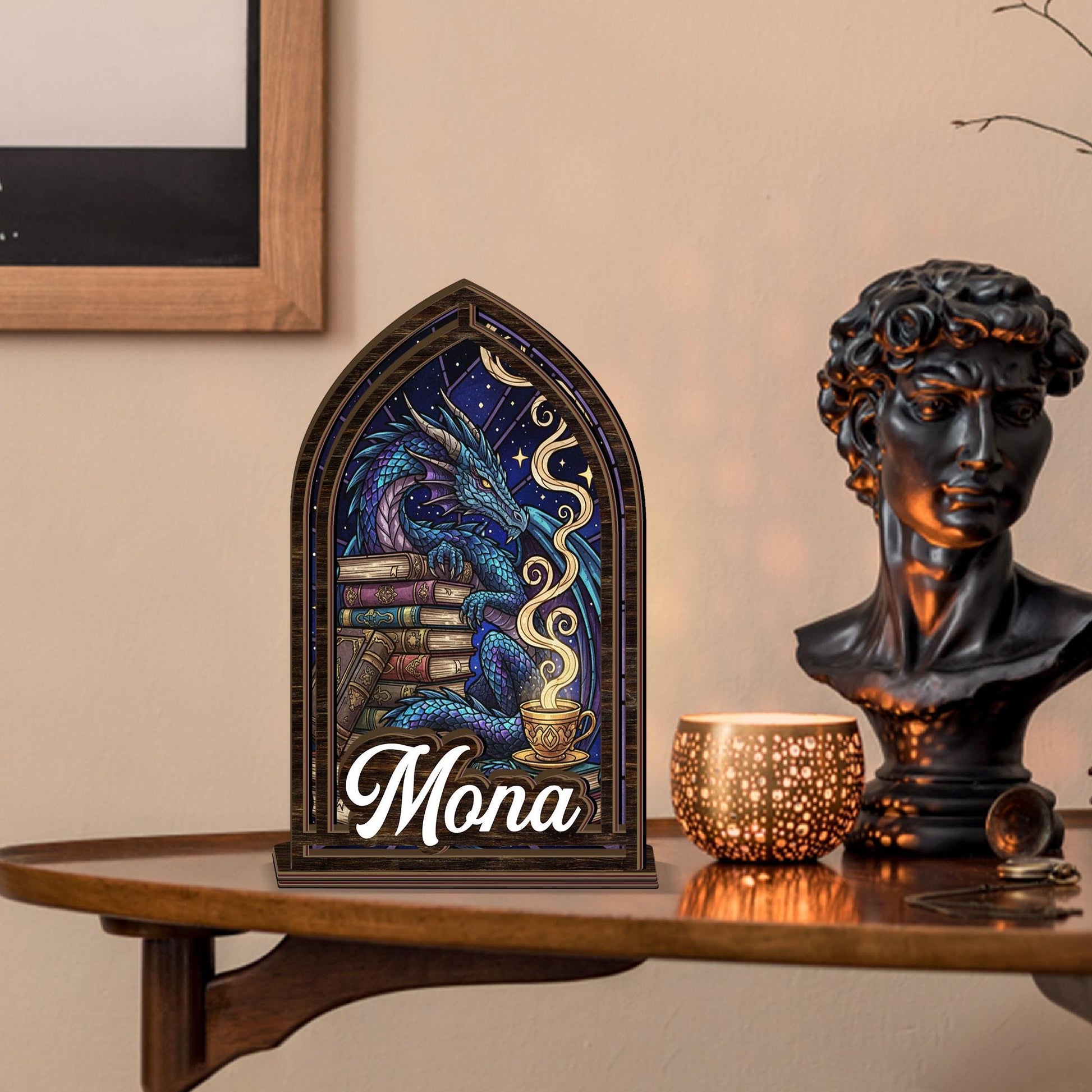 Bookish Dragon Candle Holder • Fantasy Fantasy Gothic Decor • Personalized Reading Nook Gift