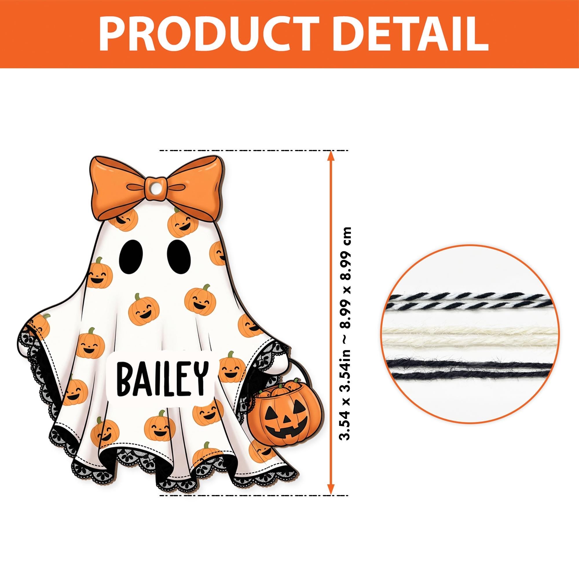 Personalized Ghost Tag: Acrylic & Wood Halloween Charm
