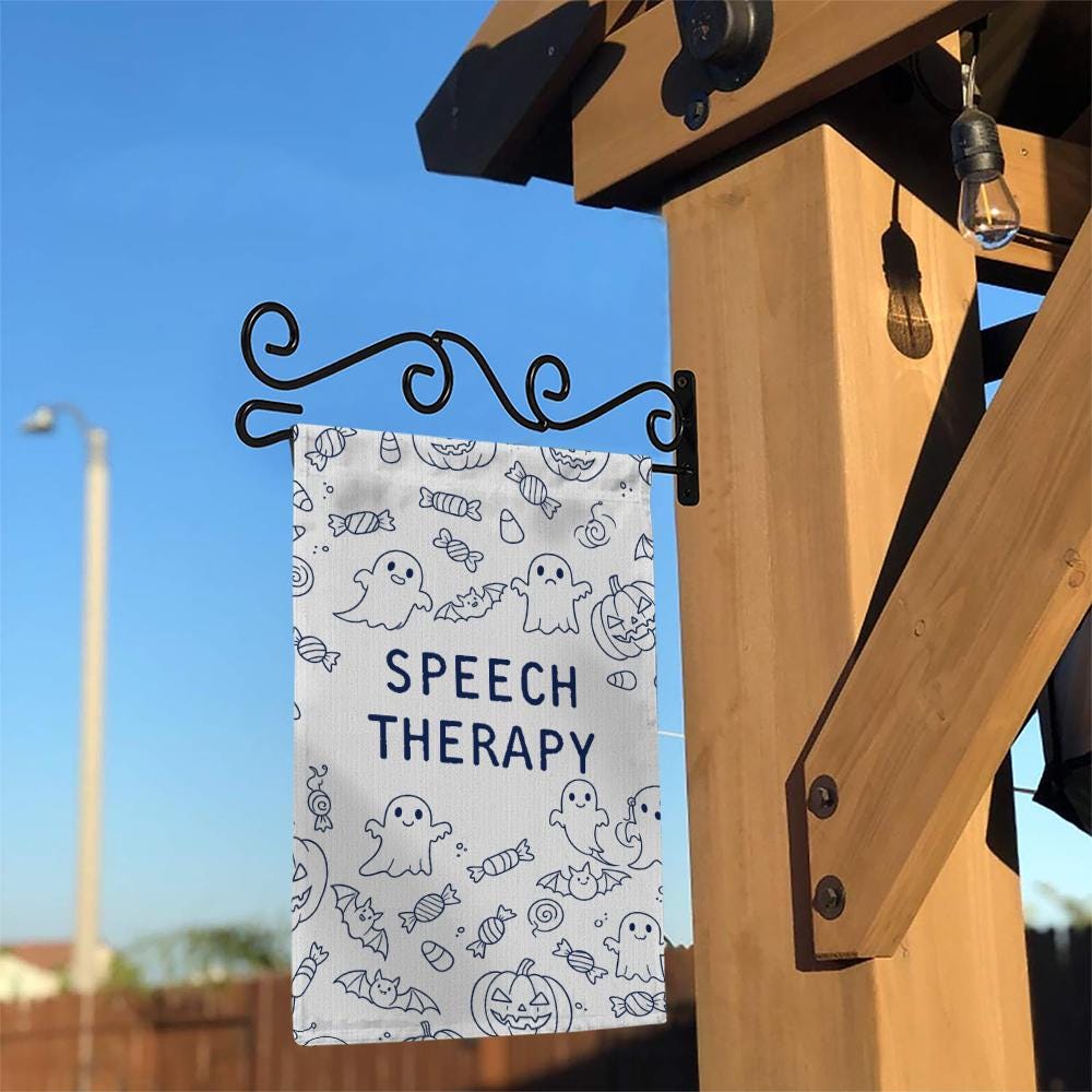 Halloween Ghost Garden Flag: Speech Therapy SLP Decor
