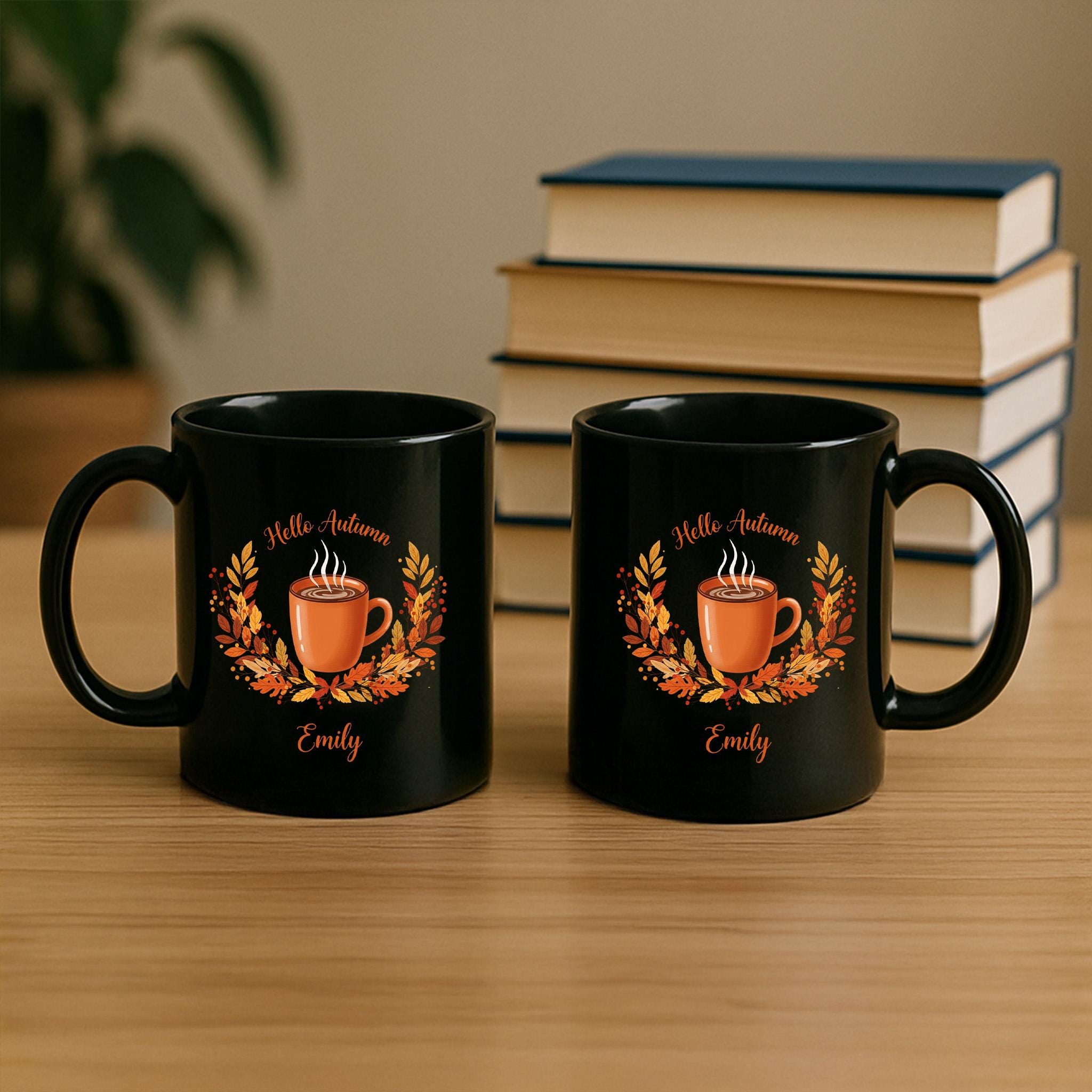 Personalized "Hello Autumn" Mug, Custom Name Fall Mug, Pumpkin Spice Mug, Fall Decor, Unique Halloween Gift, Coffee Lover Gift