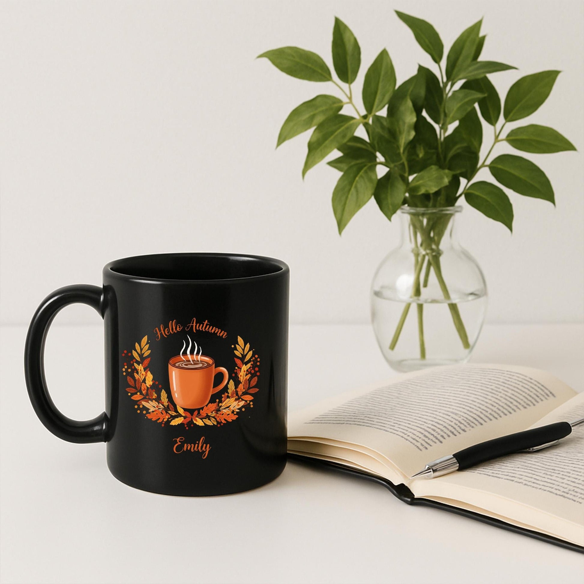 Personalized "Hello Autumn" Mug, Custom Name Fall Mug, Pumpkin Spice Mug, Fall Decor, Unique Halloween Gift, Coffee Lover Gift