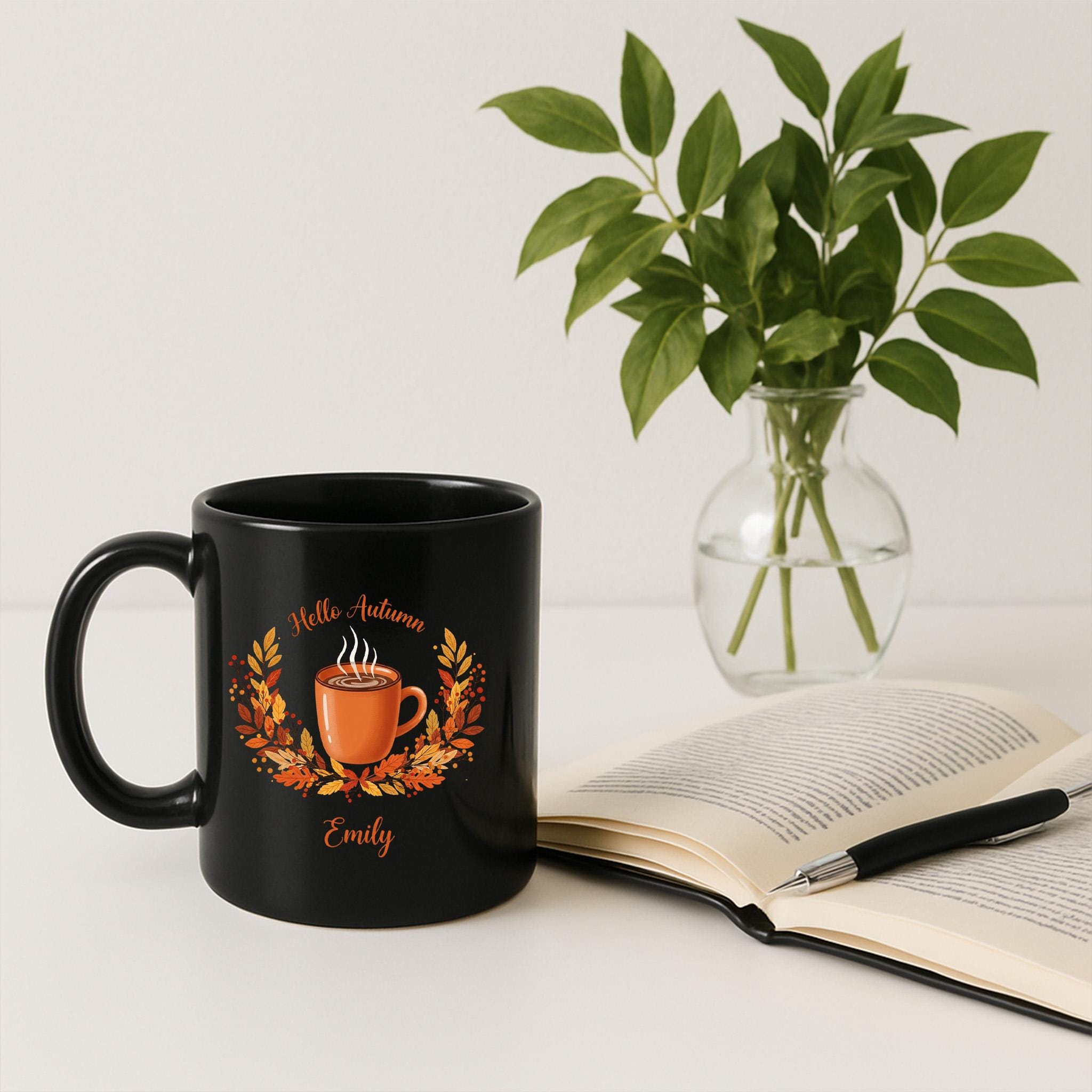 Personalized "Hello Autumn" Mug, Custom Name Fall Mug, Pumpkin Spice Mug, Fall Decor, Unique Halloween Gift, Coffee Lover Gift
