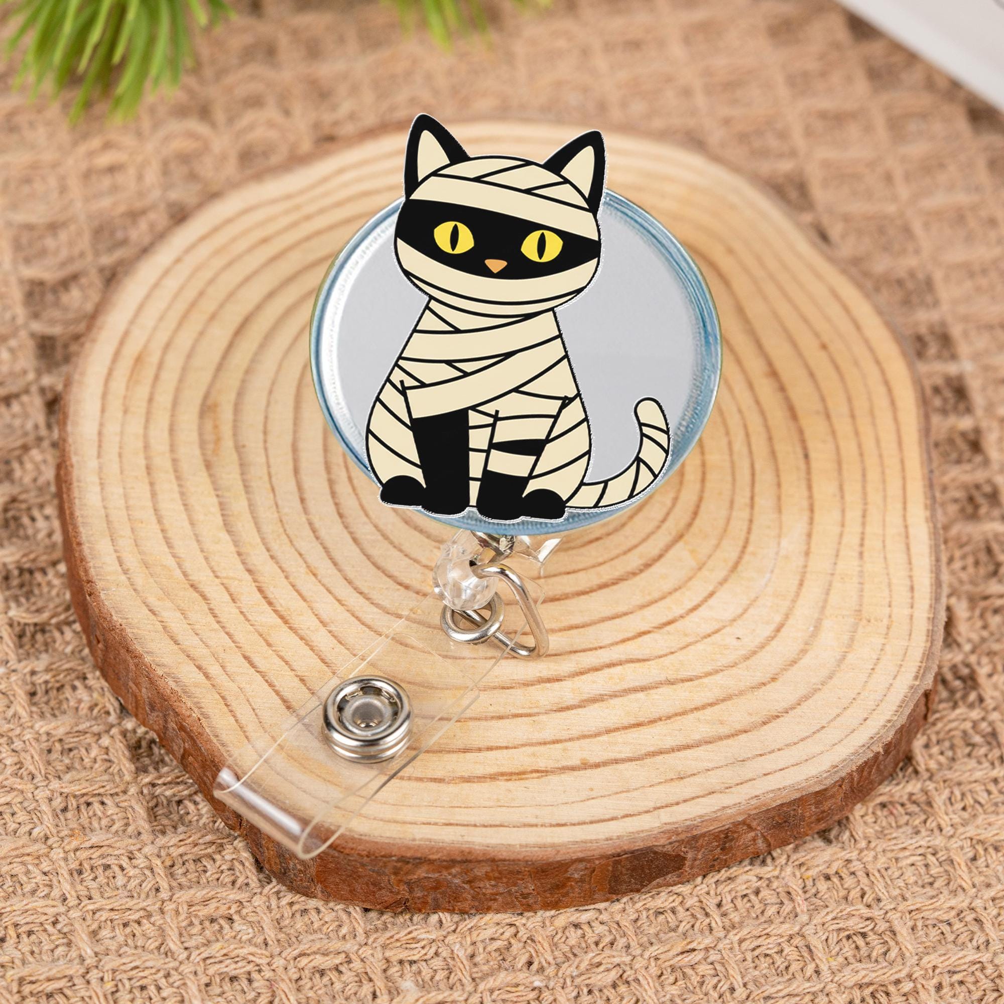 Halloween Cat Badge Reel: Spooky ID Holder, Nurse/Teacher Gift