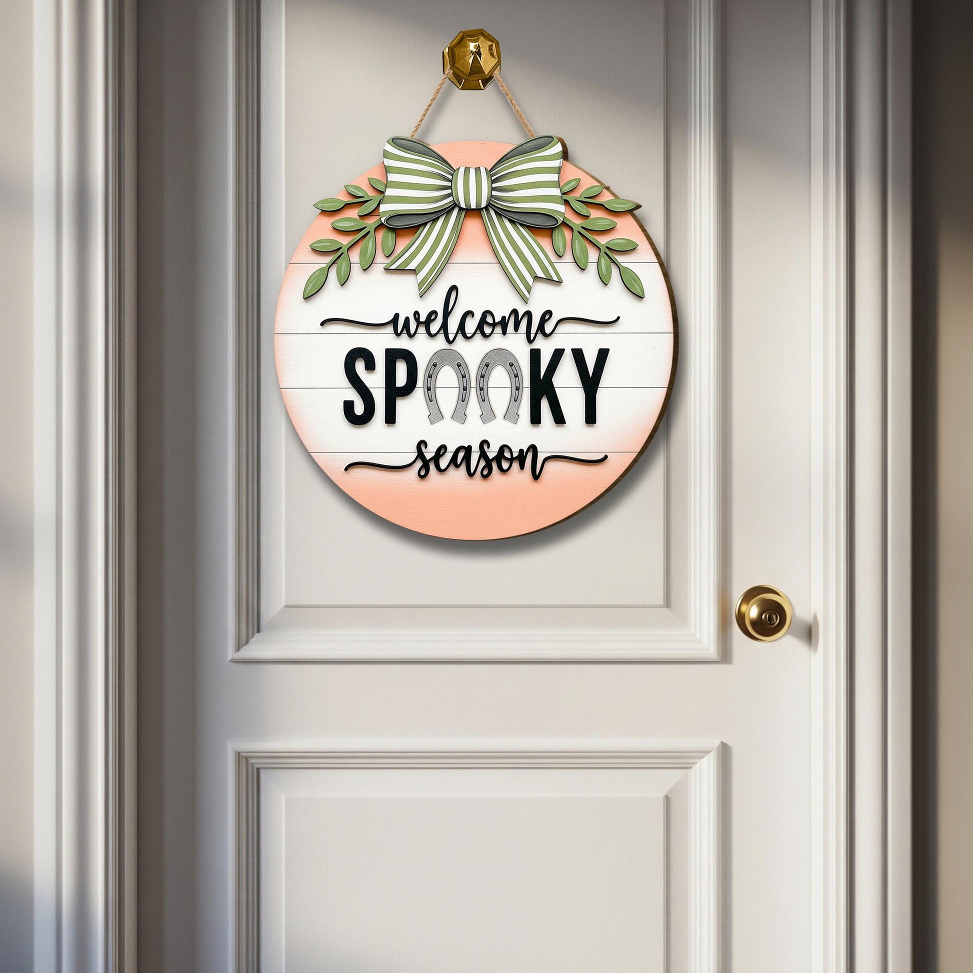 Rustic Halloween Wooden Door Sign: Spooky Season Farmhouse Decor