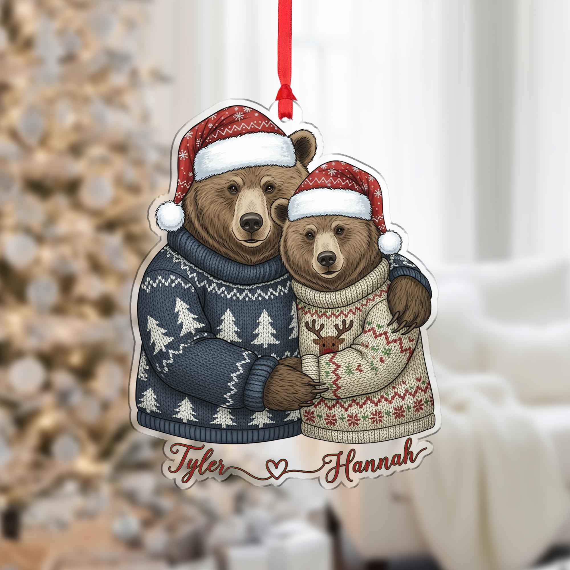 Personalized Bear Couple Ornament: Custom Christmas Tree Decoration