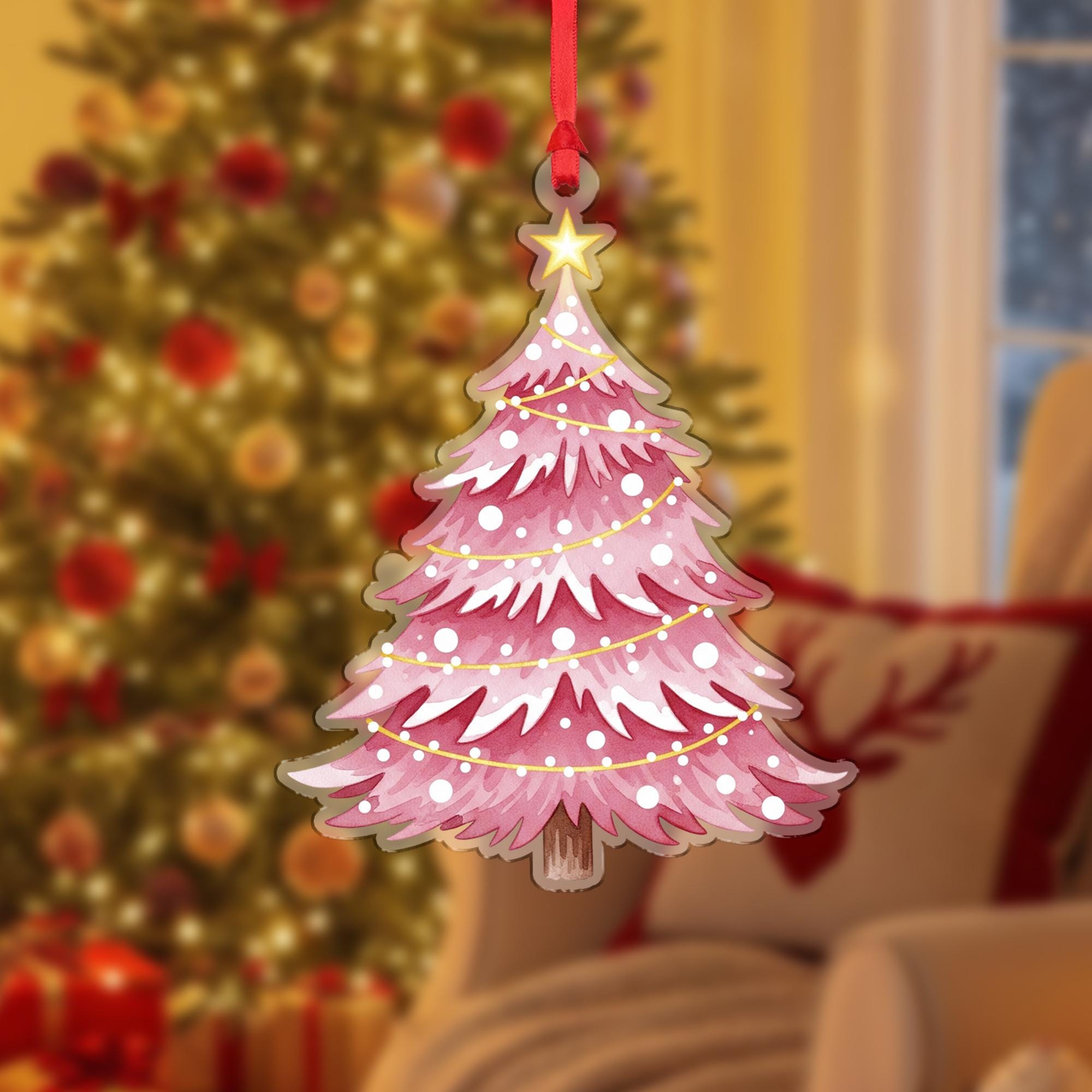 Pink Christmas Tree Ornament: Holiday Tree Hanging Decoration