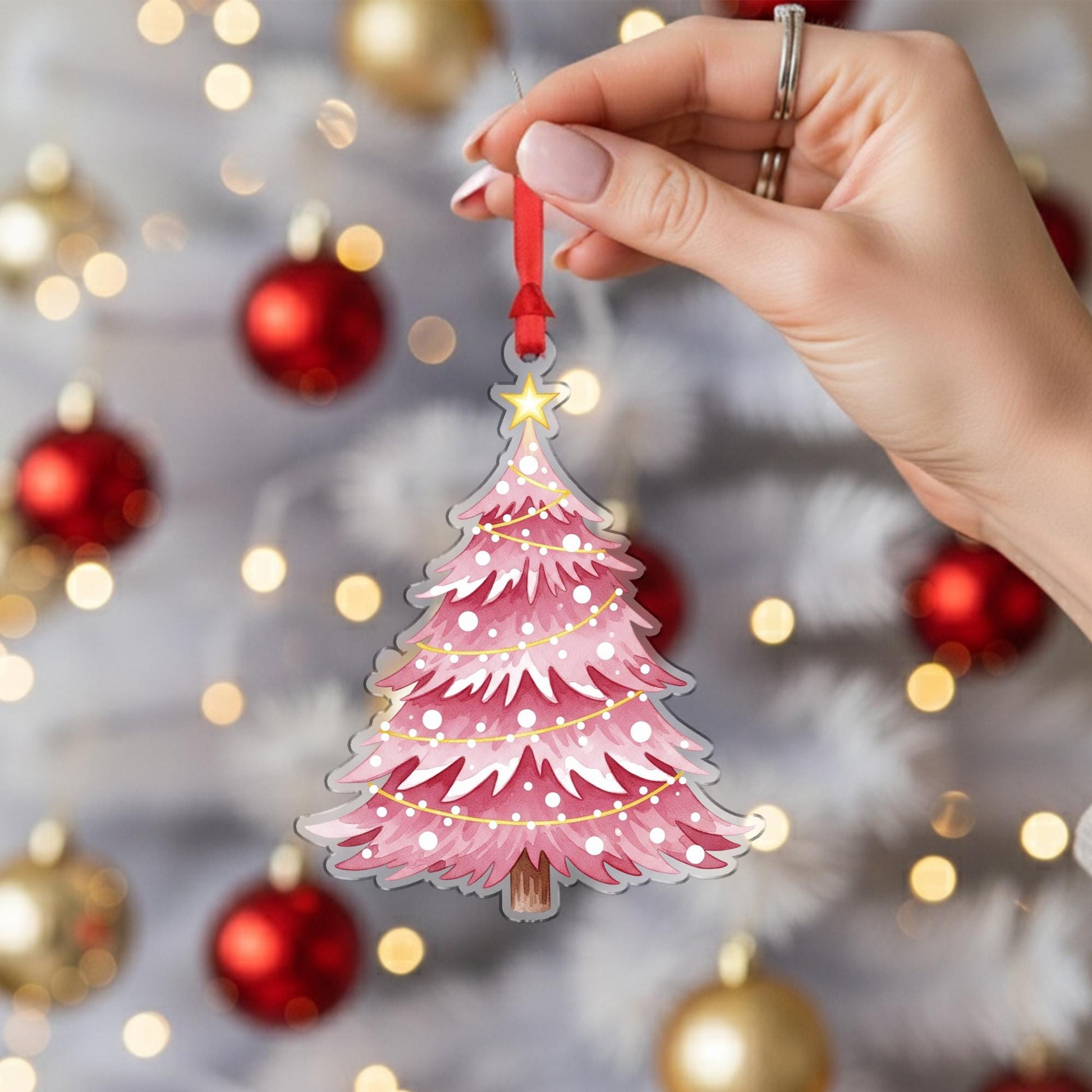 Pink Christmas Tree Ornament: Holiday Tree Hanging Decoration