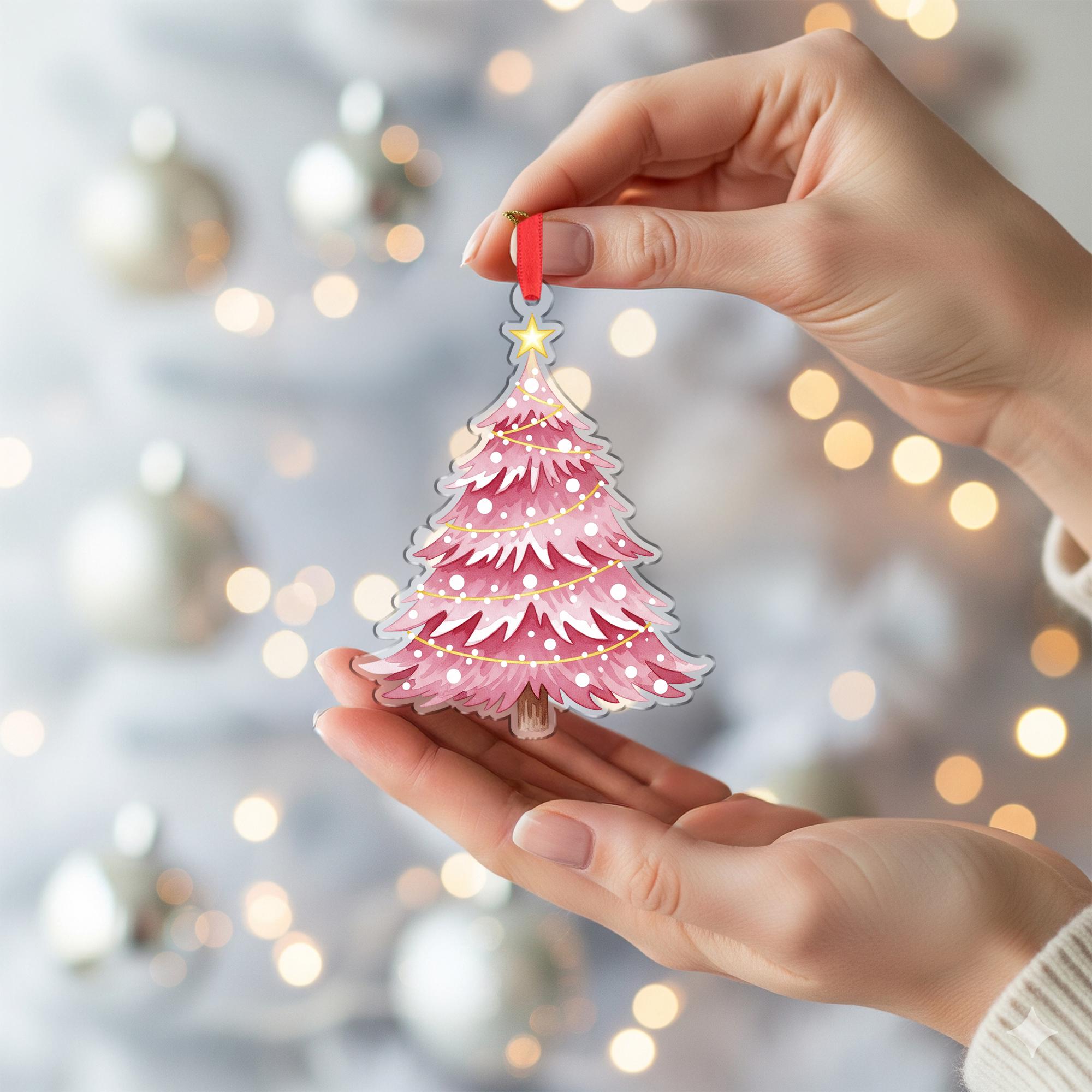 Pink Christmas Tree Ornament: Holiday Tree Hanging Decoration