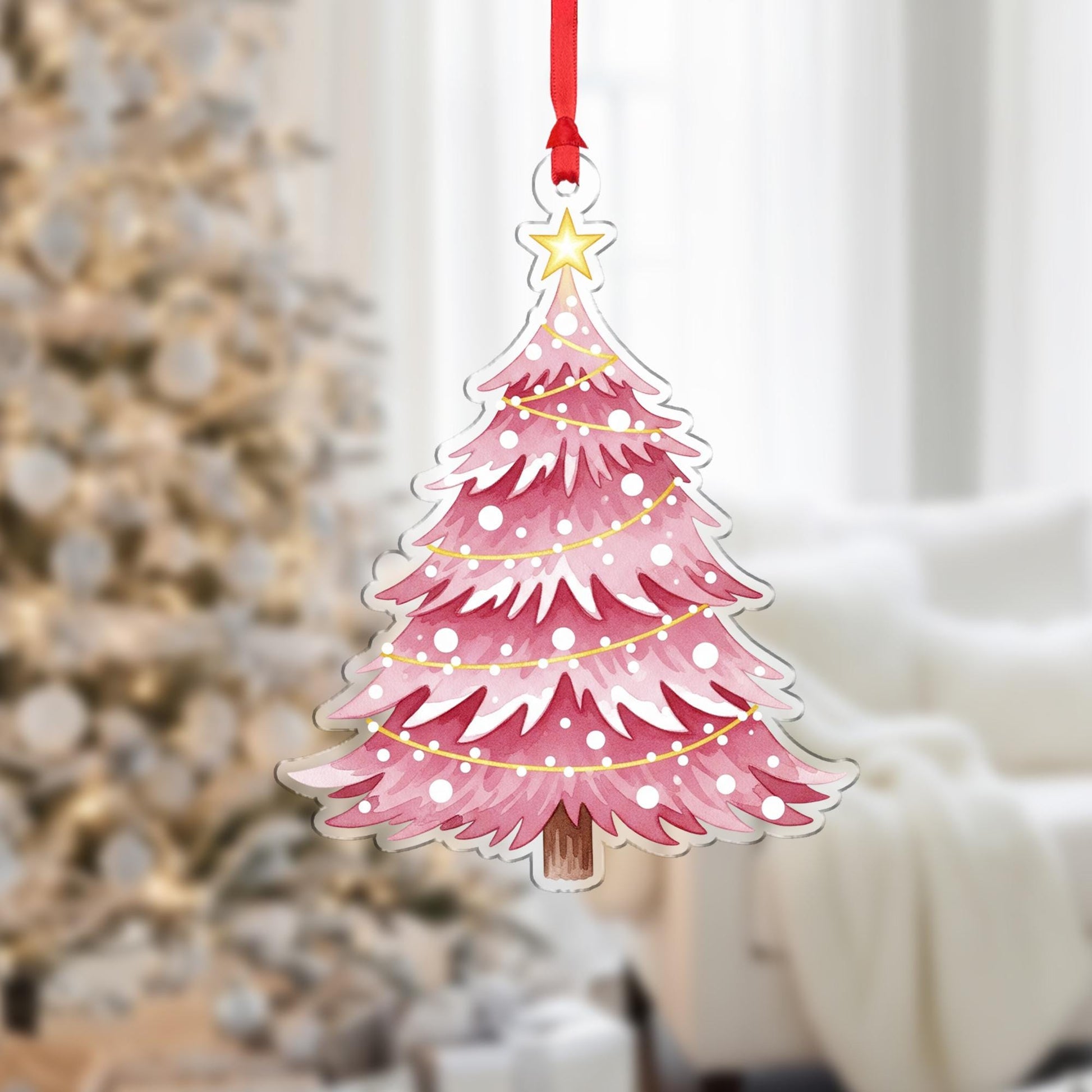 Pink Christmas Tree Ornament: Holiday Tree Hanging Decoration