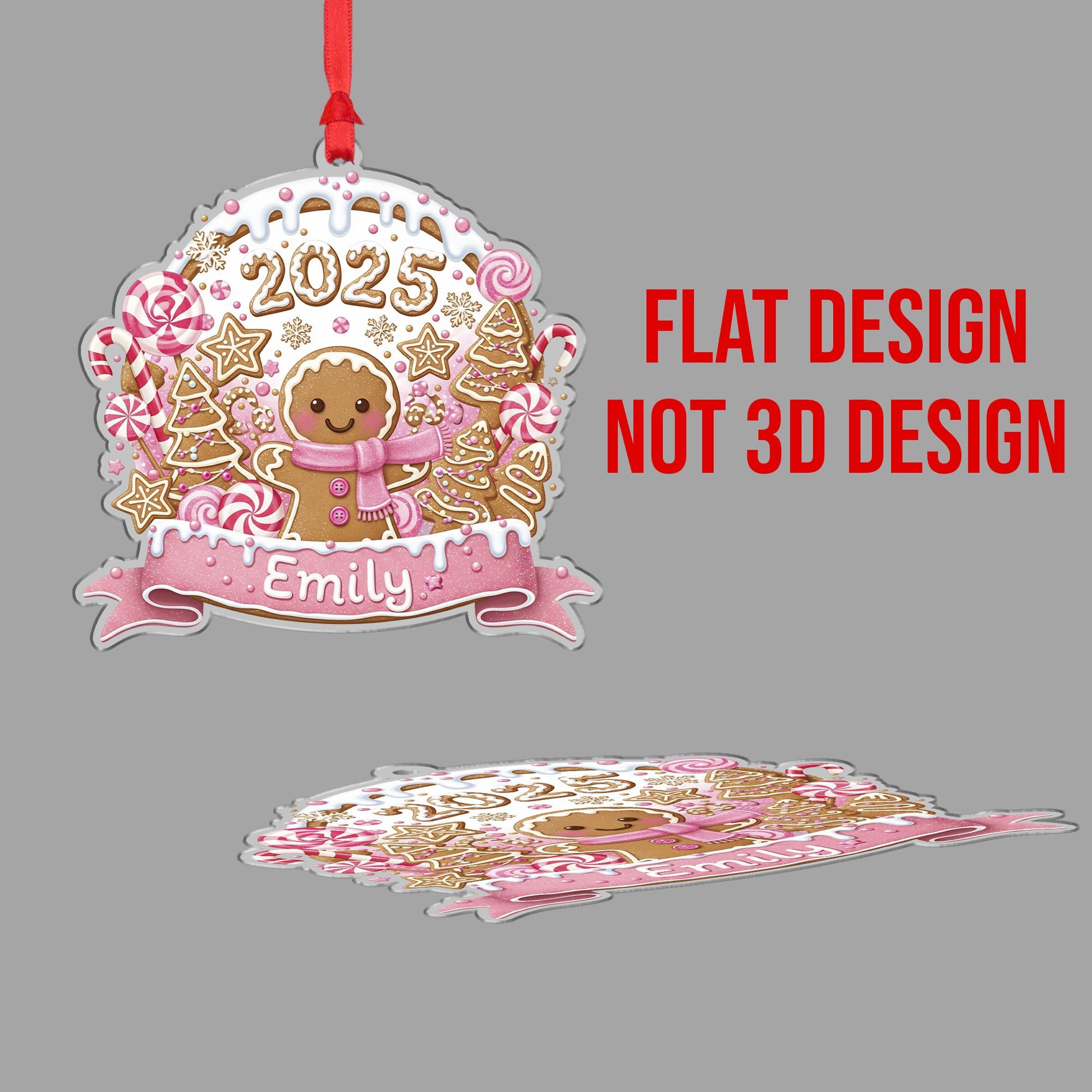Personalized 2025 Gingerbread Ornament: Custom Name Christmas Tree Hanging