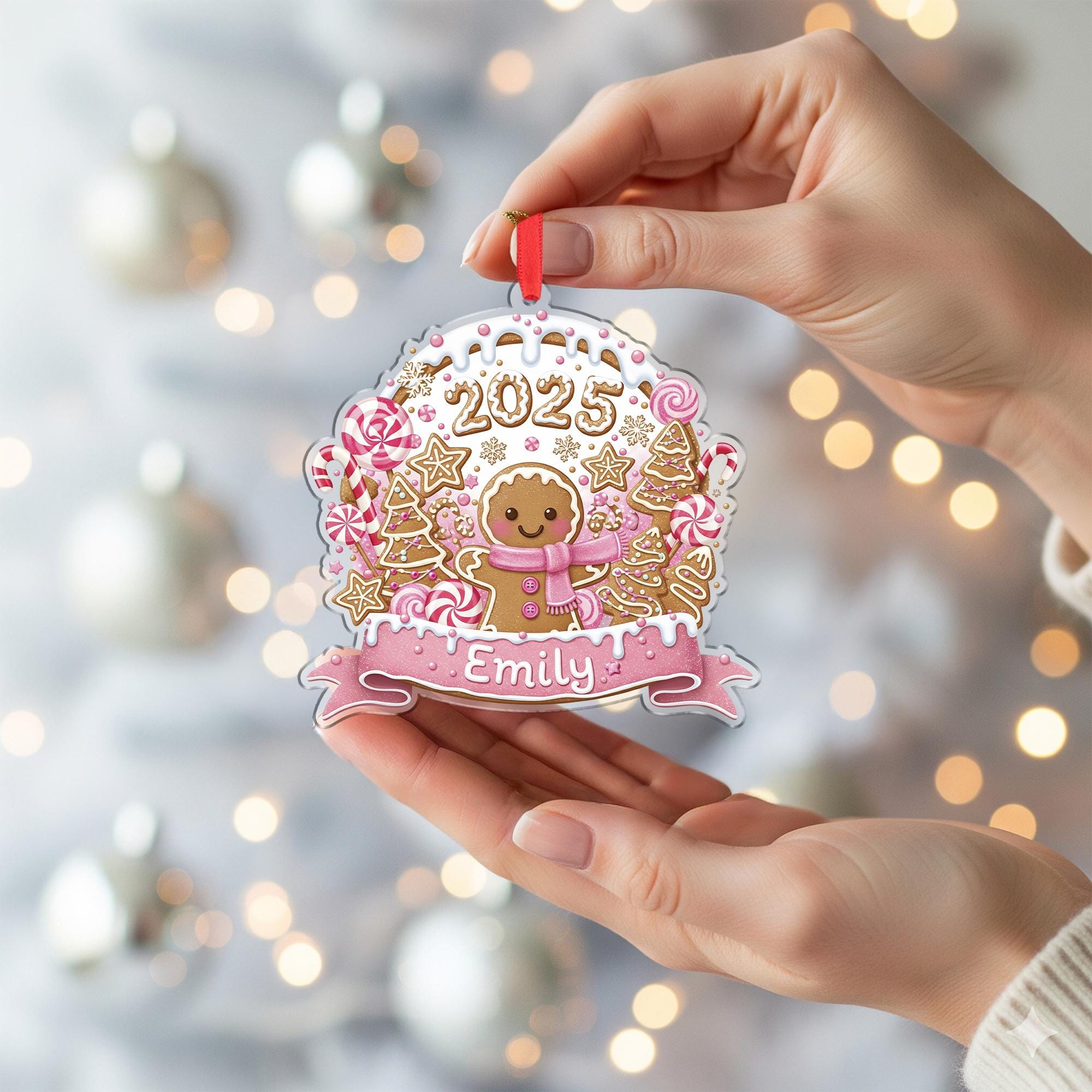 Personalized 2025 Gingerbread Ornament: Custom Name Christmas Tree Hanging