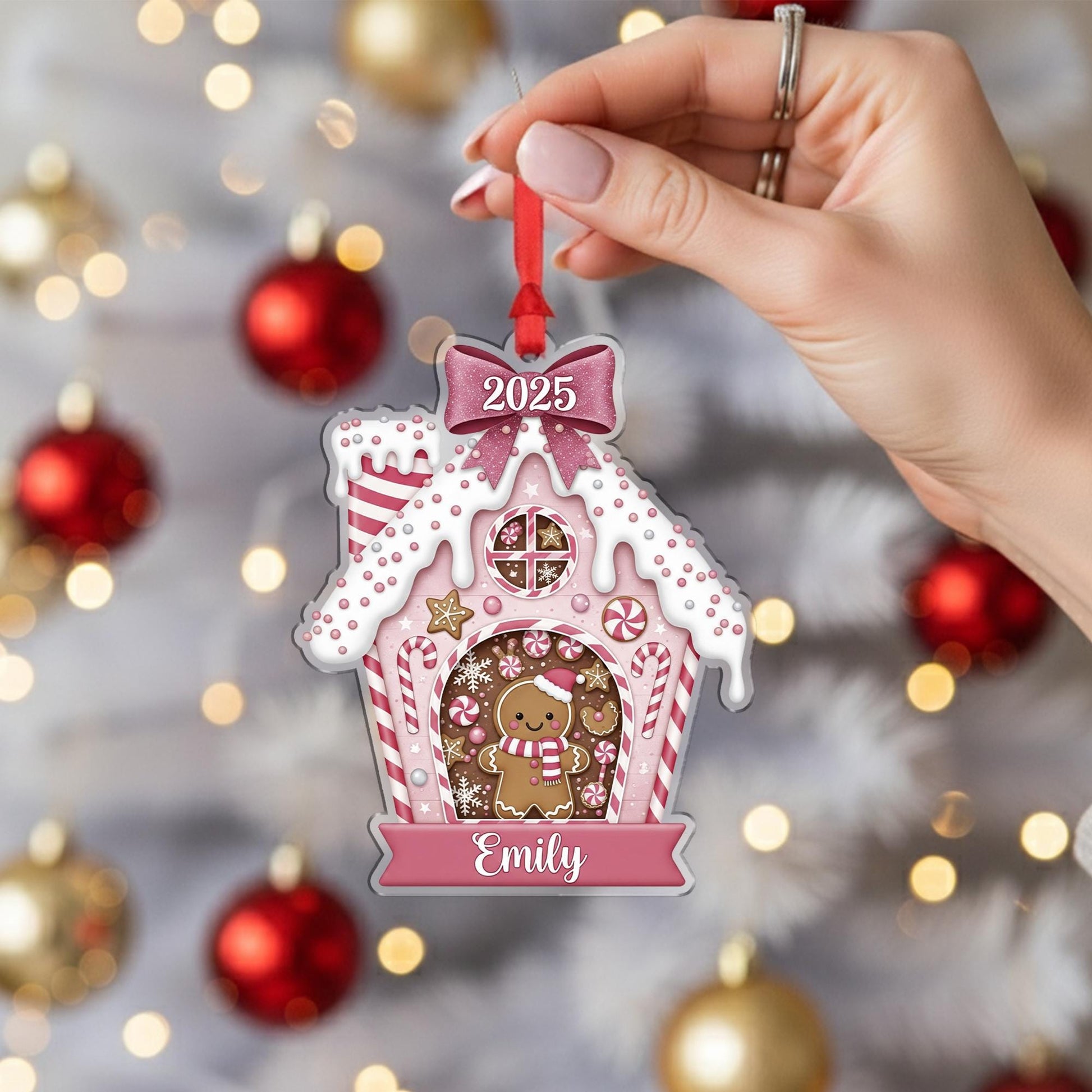 Personalized 2025 Gingerbread House Ornament: Custom Name Christmas Tree Hanging