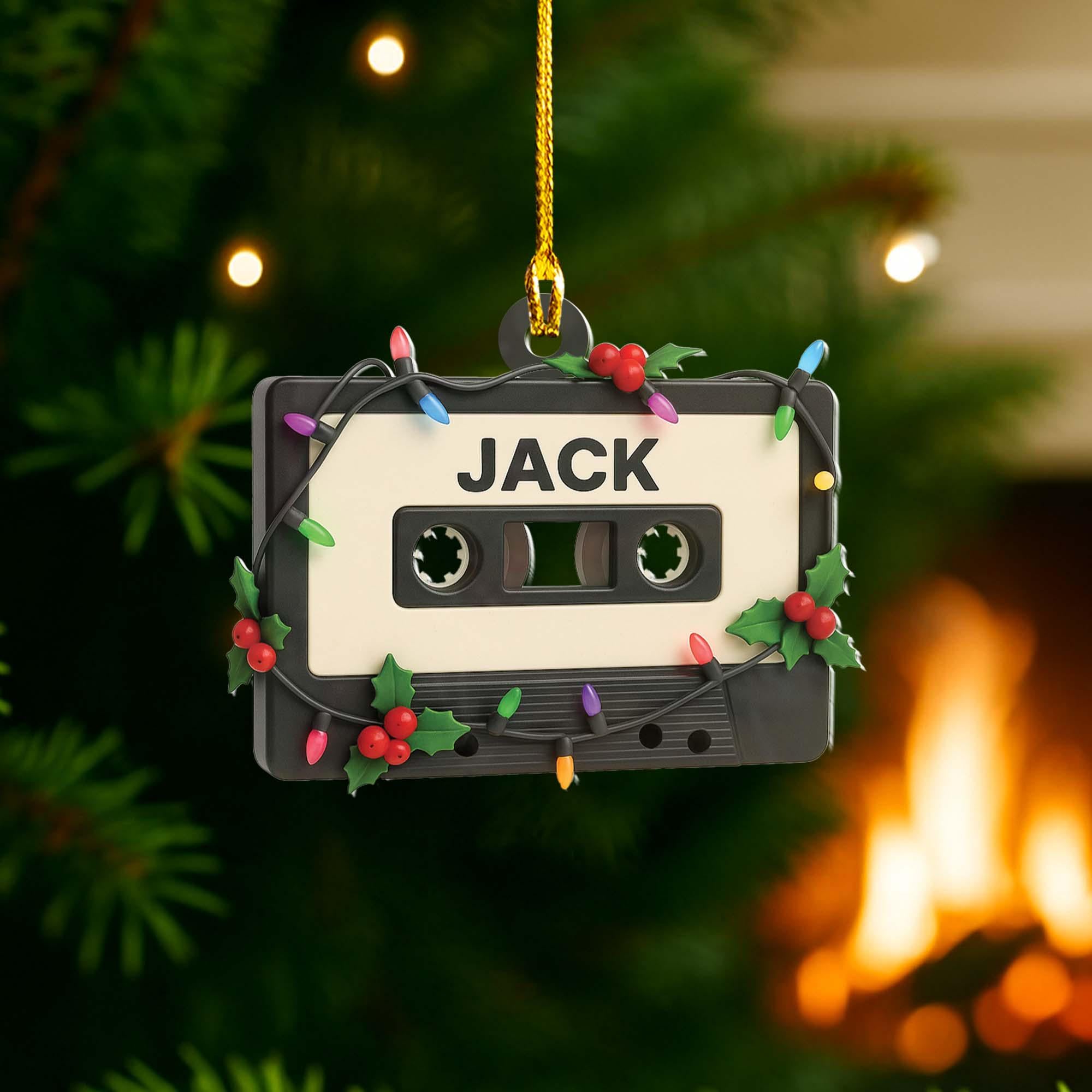 Personalized Cassette Tape Ornament – Custom Name Retro Music Christmas Tree Decoration Gift