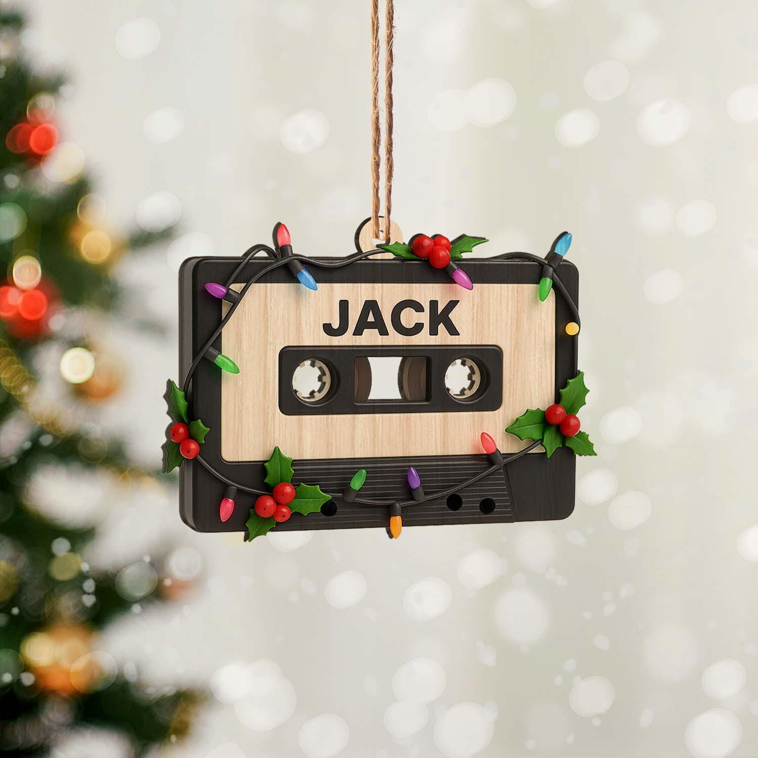Personalized Cassette Tape Ornament – Custom Name Retro Music Christmas Tree Decoration Gift