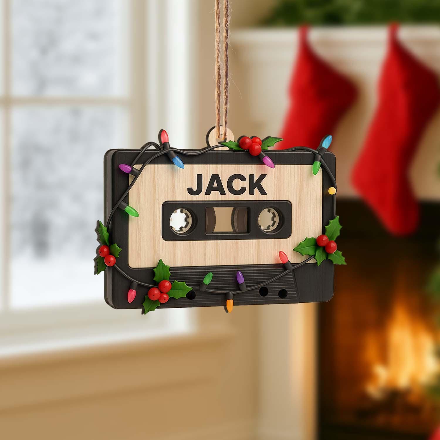 Personalized Cassette Tape Ornament – Custom Name Retro Music Christmas Tree Decoration Gift