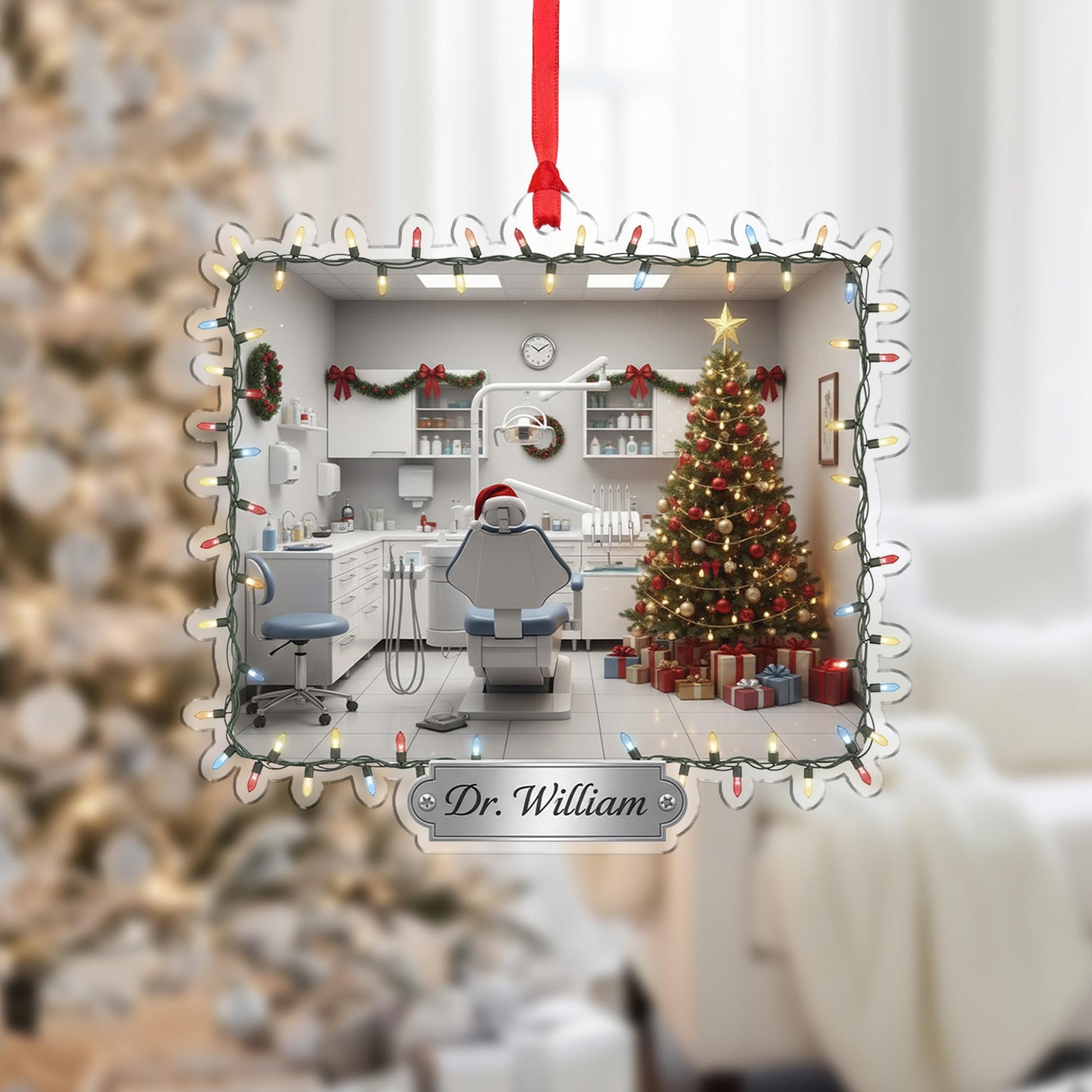 Personalized Dentist Christmas Ornament, Custom Dental Office Holiday Gift, Tooth Doctor Tree Decoration for Hygienist