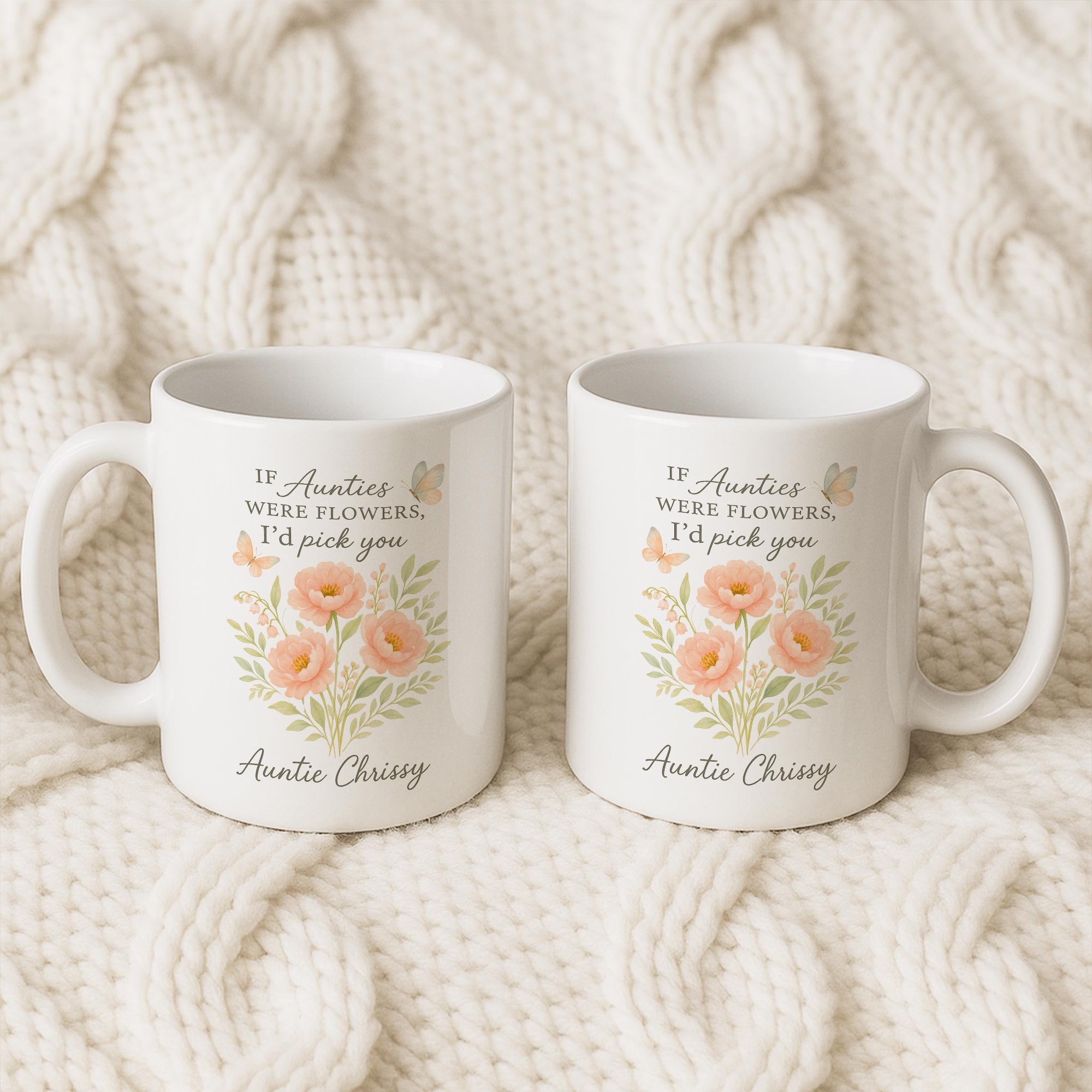 Personalized Aunt Mug – Custom Birth Month Flower Coffee Cup Gift for Auntie