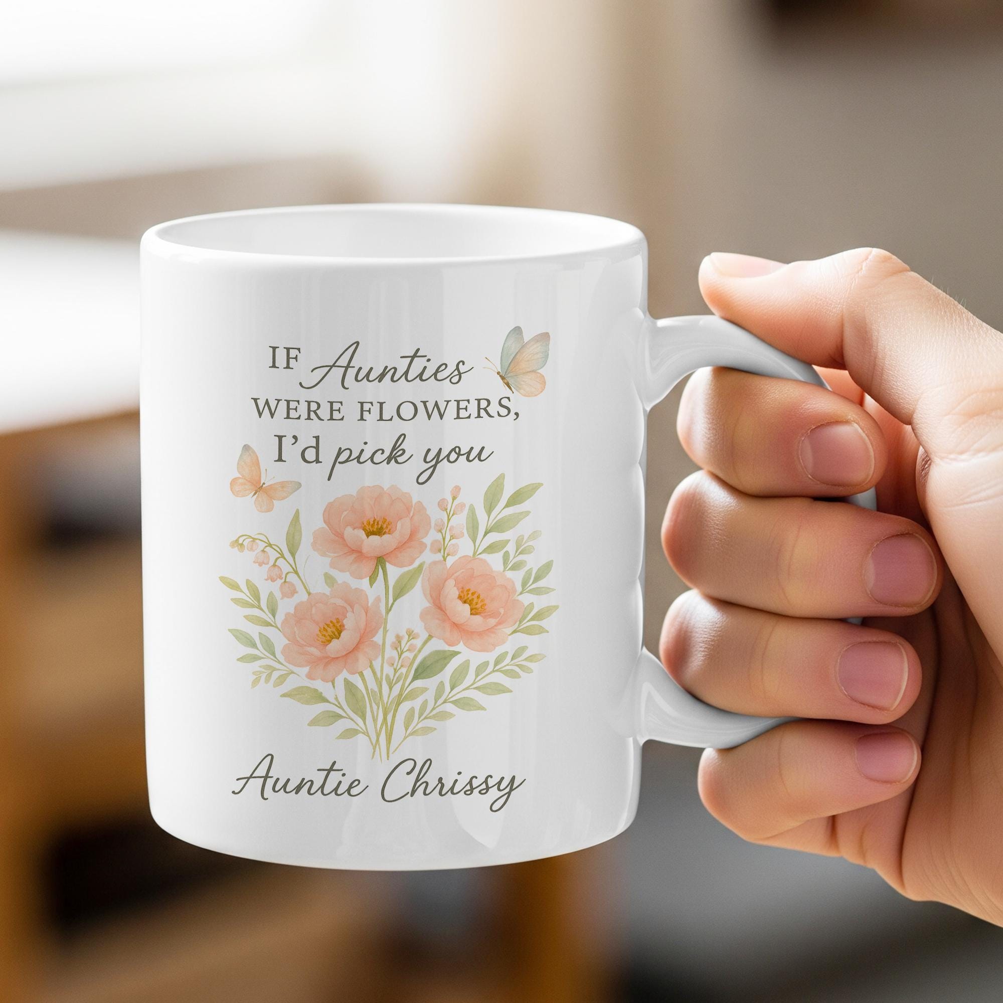 Personalized Aunt Mug – Custom Birth Month Flower Coffee Cup Gift for Auntie