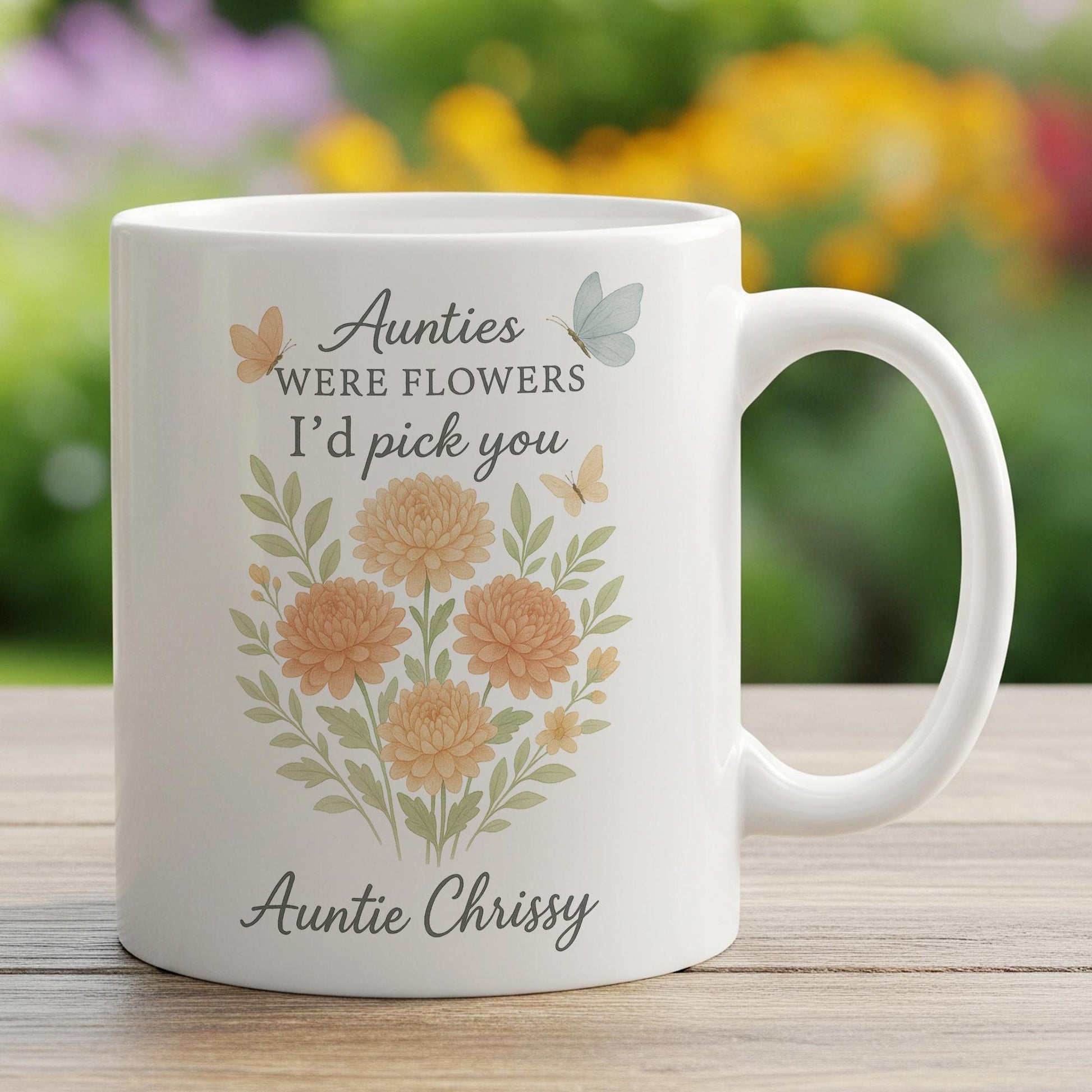 Personalized Aunt Mug – Custom Birth Month Flower Coffee Cup Gift for Auntie