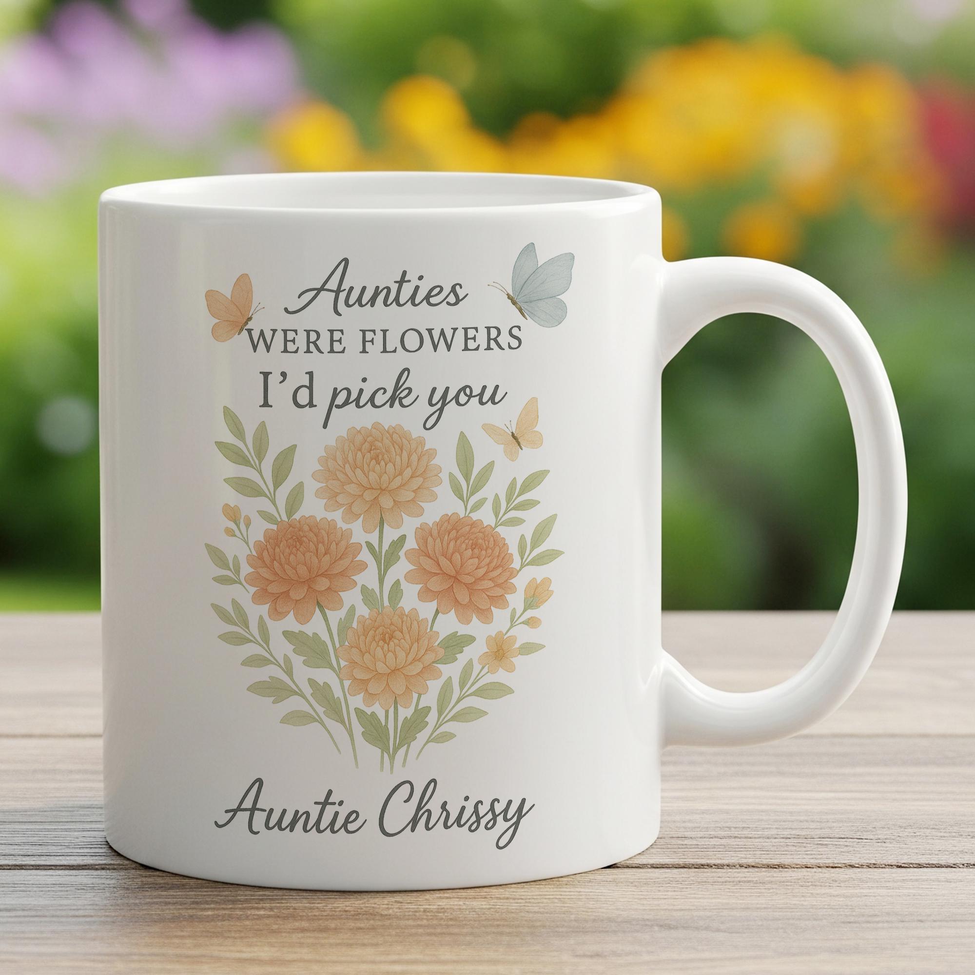 Personalized Aunt Mug – Custom Birth Month Flower Coffee Cup Gift for Auntie