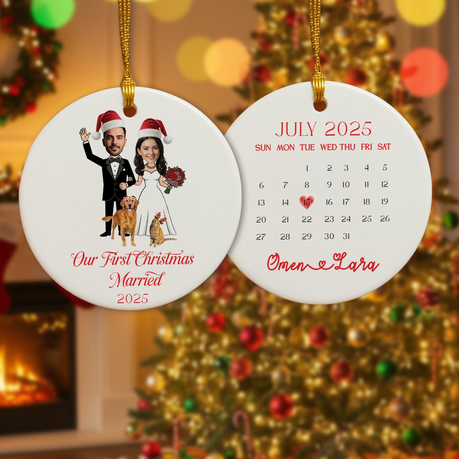 Personalized Christmas Ornament – Custom Ceramic Holiday Tree Decoration with Name & Year