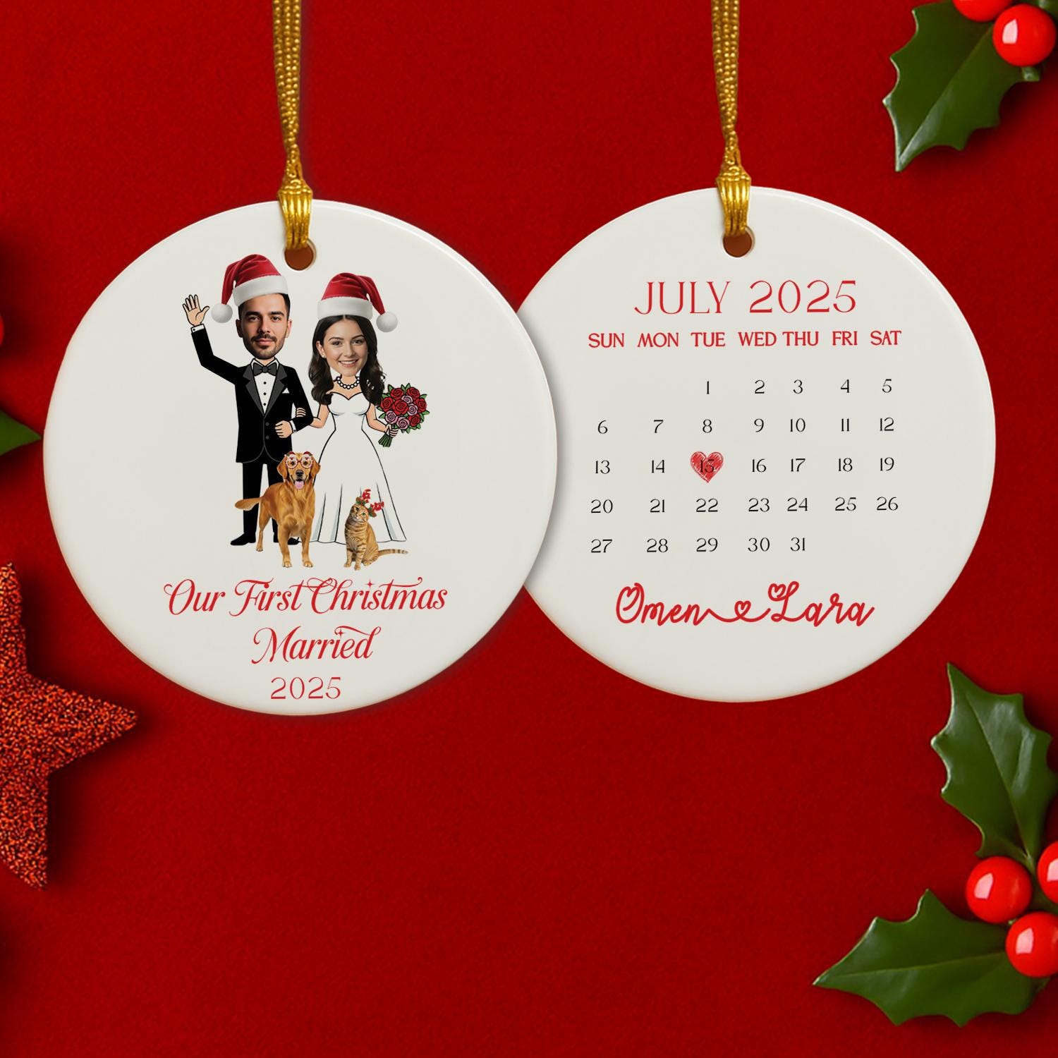 Personalized Christmas Ornament – Custom Ceramic Holiday Tree Decoration with Name & Year