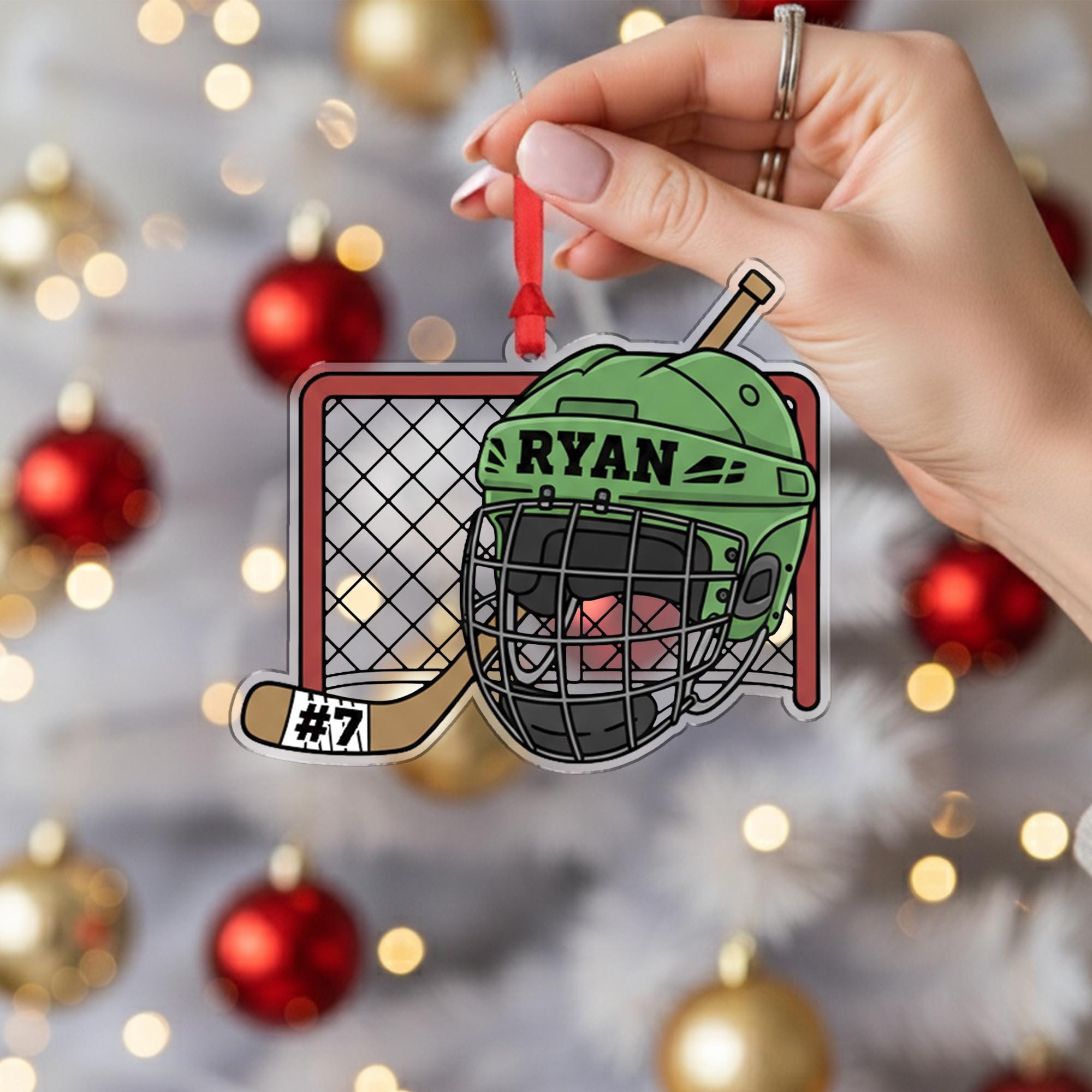 Personalized Hockey Ornament – Custom Name & Number Christmas Gift for Player