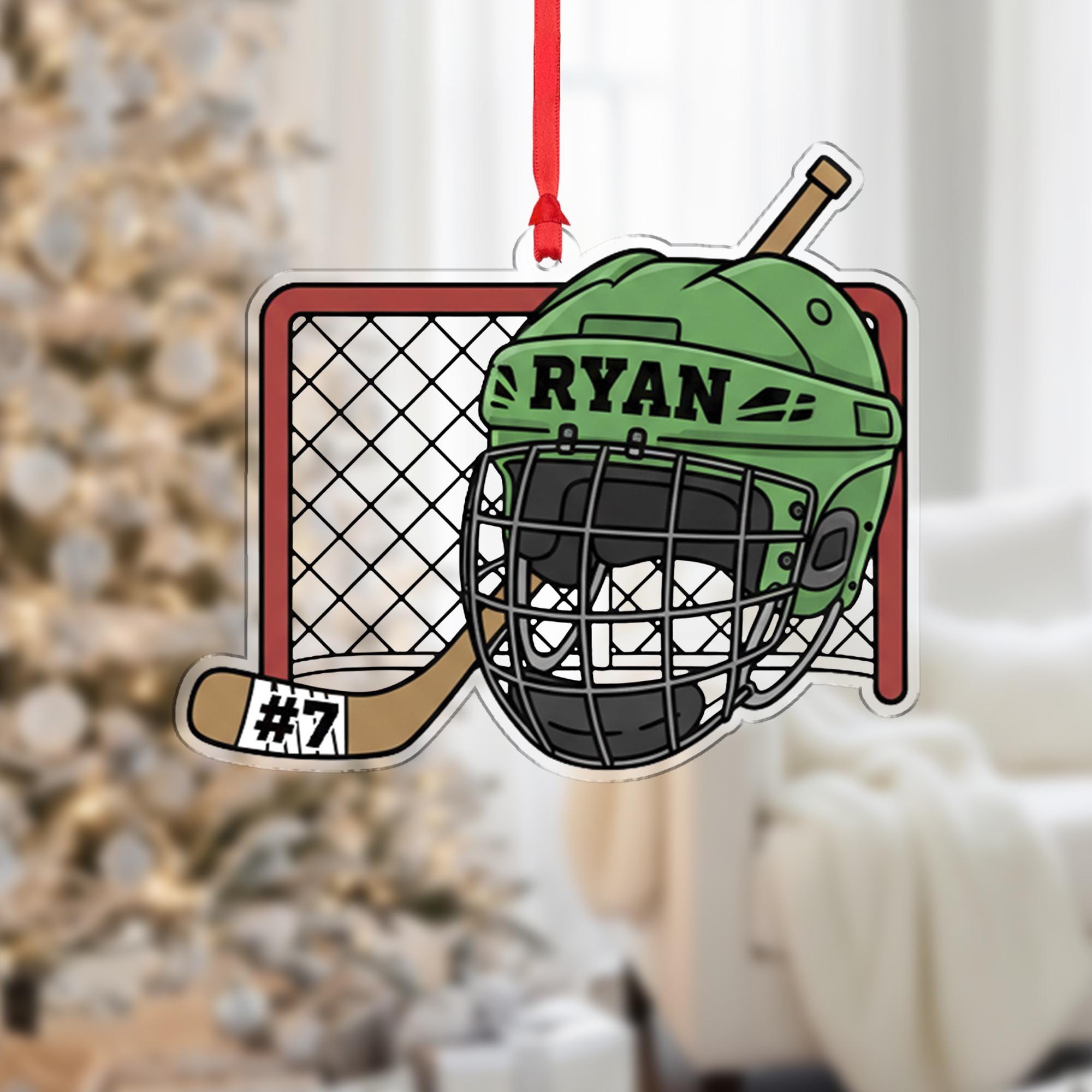 Personalized Hockey Ornament – Custom Name & Number Christmas Gift for Player