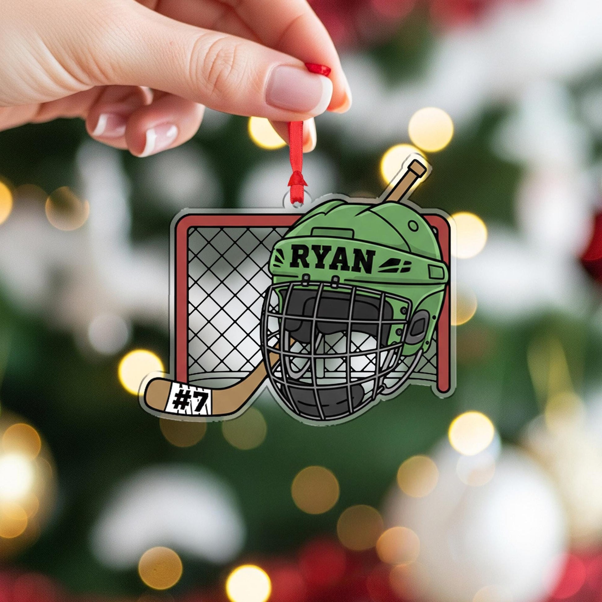 Personalized Hockey Ornament – Custom Name & Number Christmas Gift for Player