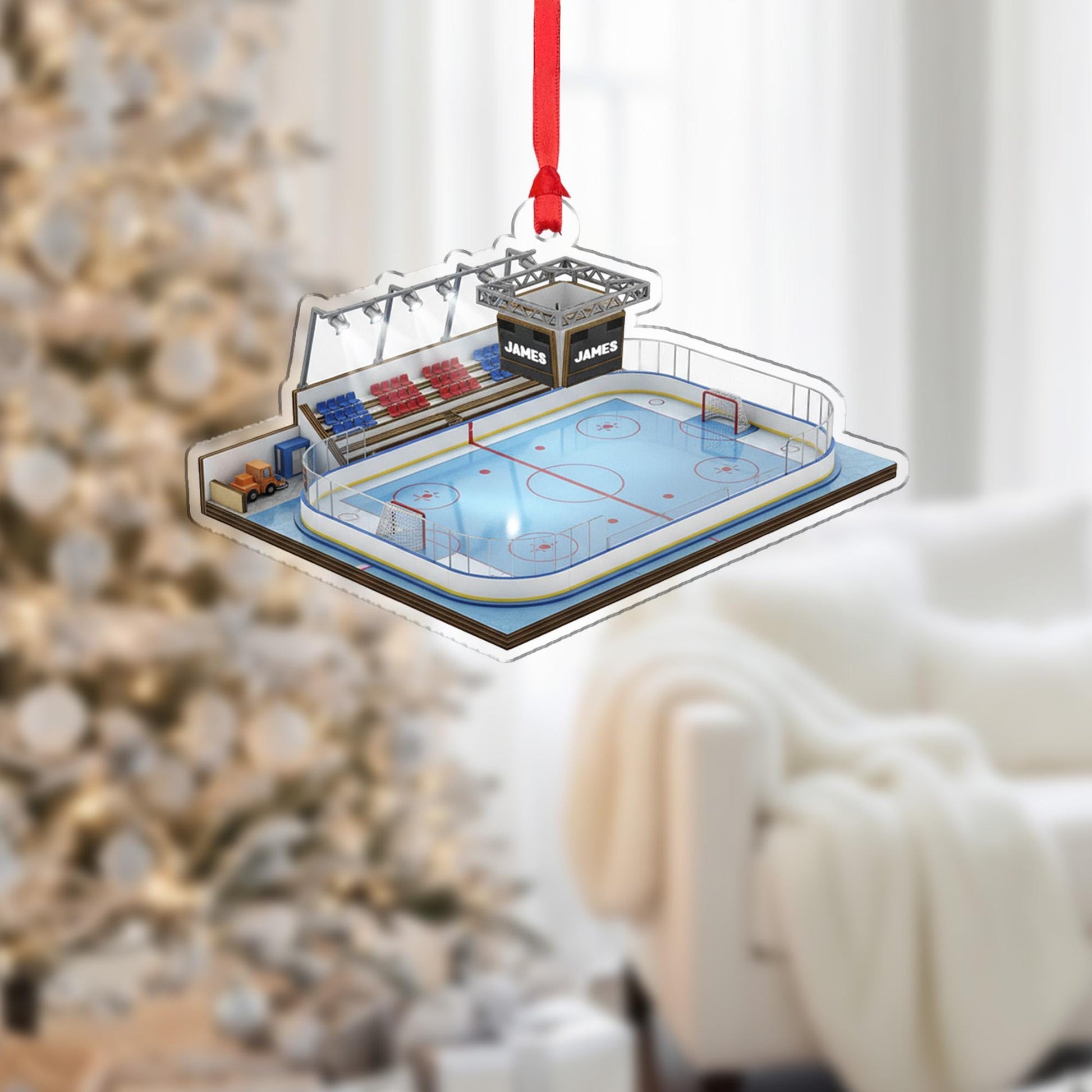 Personalized Hockey Rink Ornament: Custom 3D Ice Arena Gift