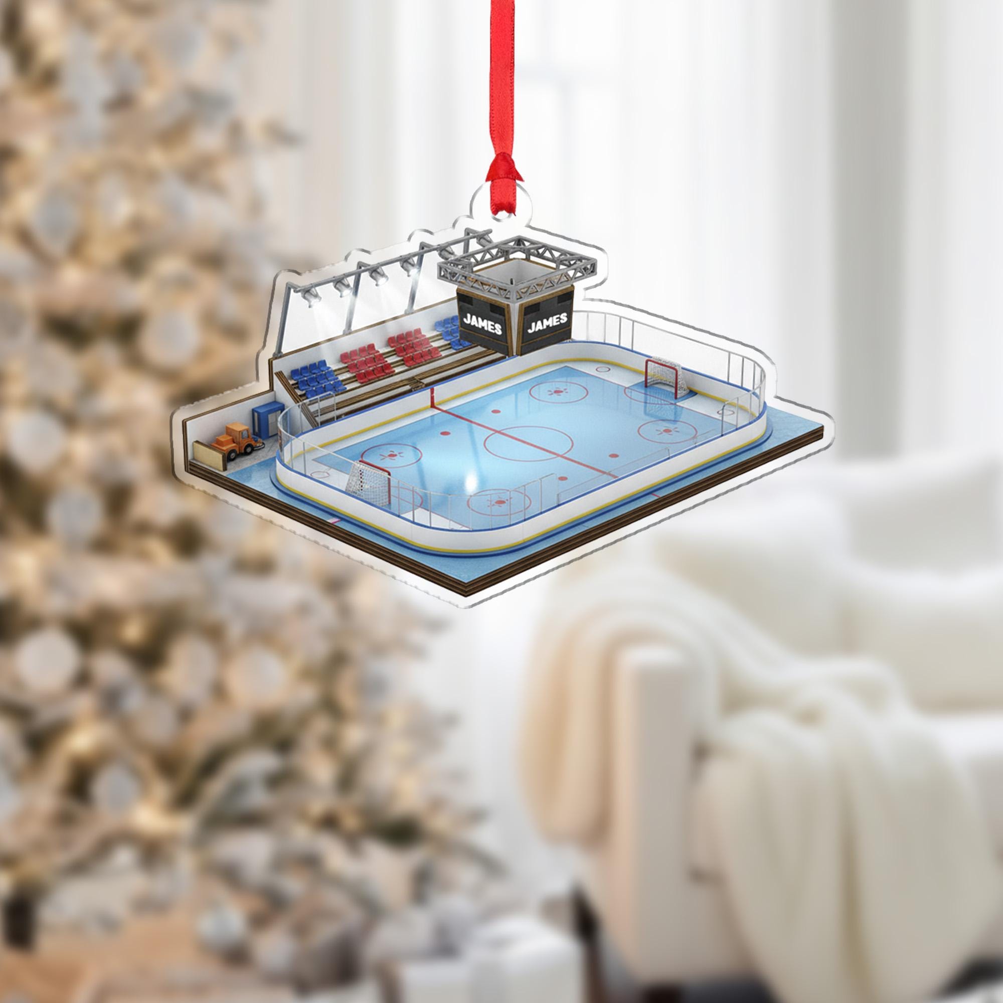 Personalized Hockey Rink Ornament: Custom 3D Ice Arena Gift
