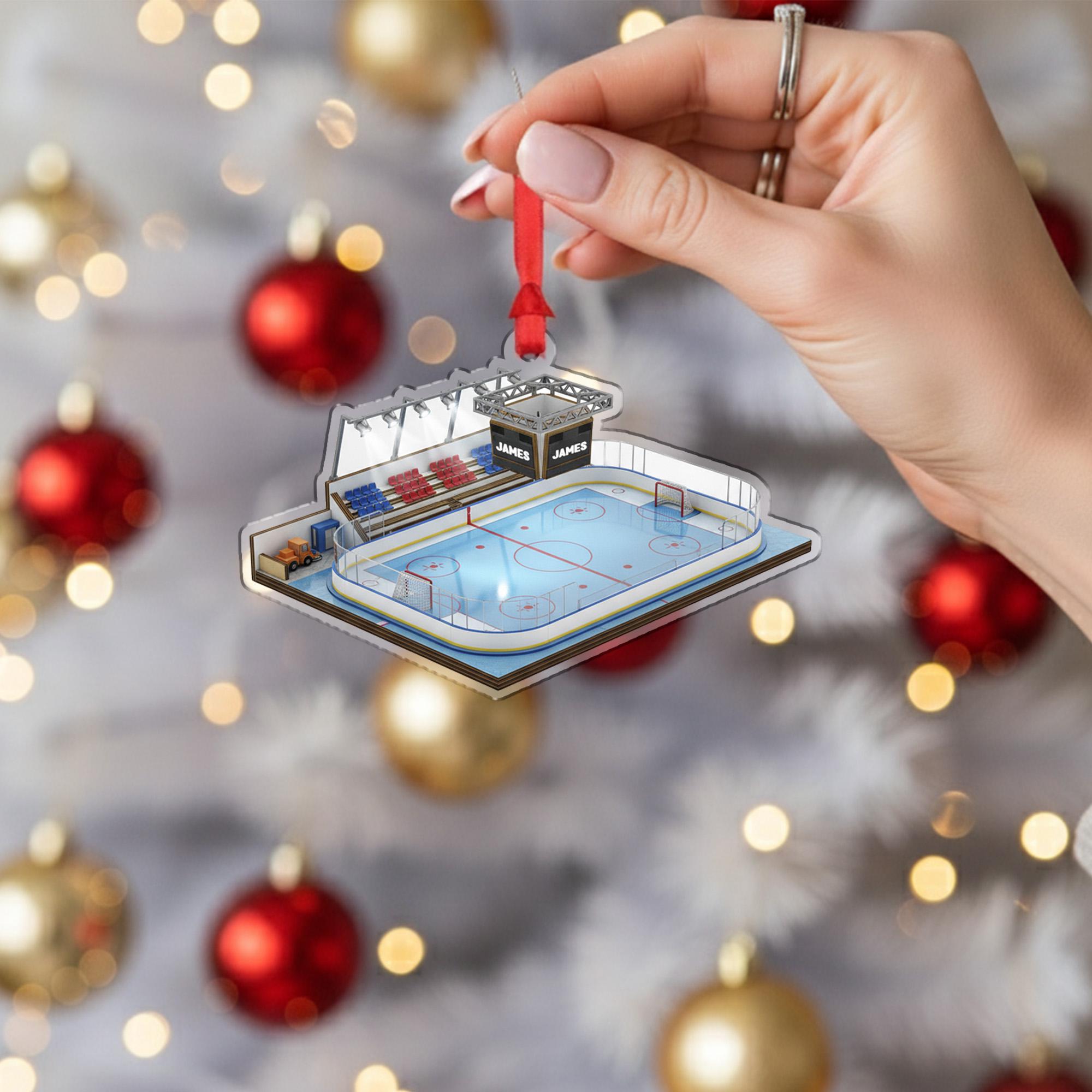Personalized Hockey Rink Ornament: Custom 3D Ice Arena Gift