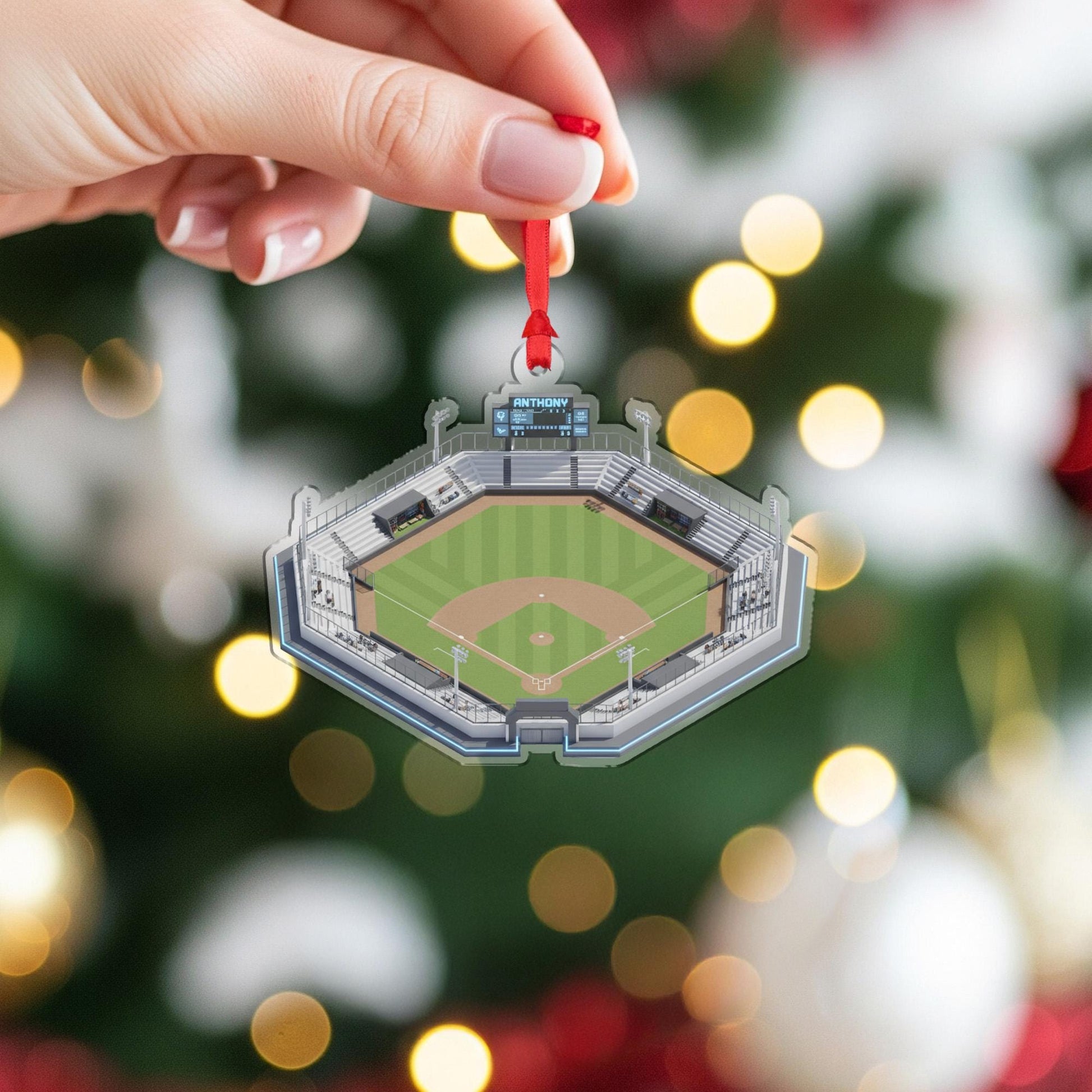 Personalized Baseball Stadium Ornament – Custom Ballpark Christmas Gift with Name