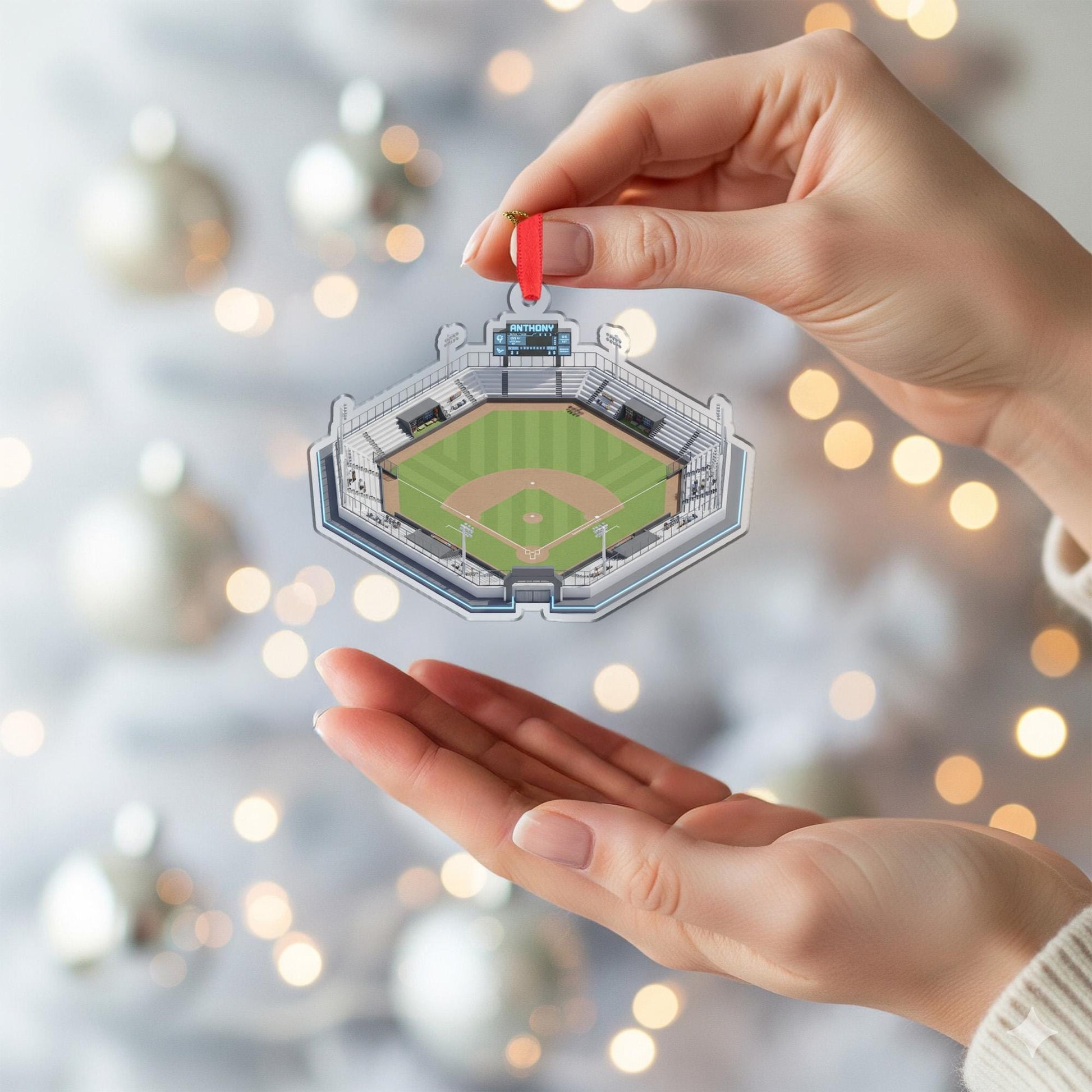 Personalized Baseball Stadium Ornament – Custom Ballpark Christmas Gift with Name